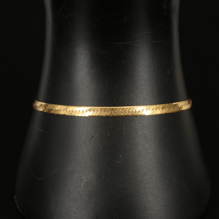 18K Gold Herringbone Chain Bracelet