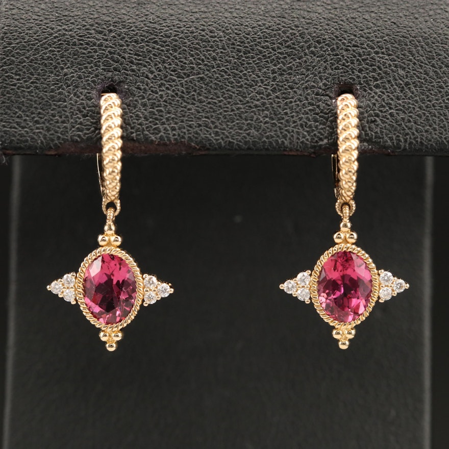 14K Tourmaline and Diamond Earrings