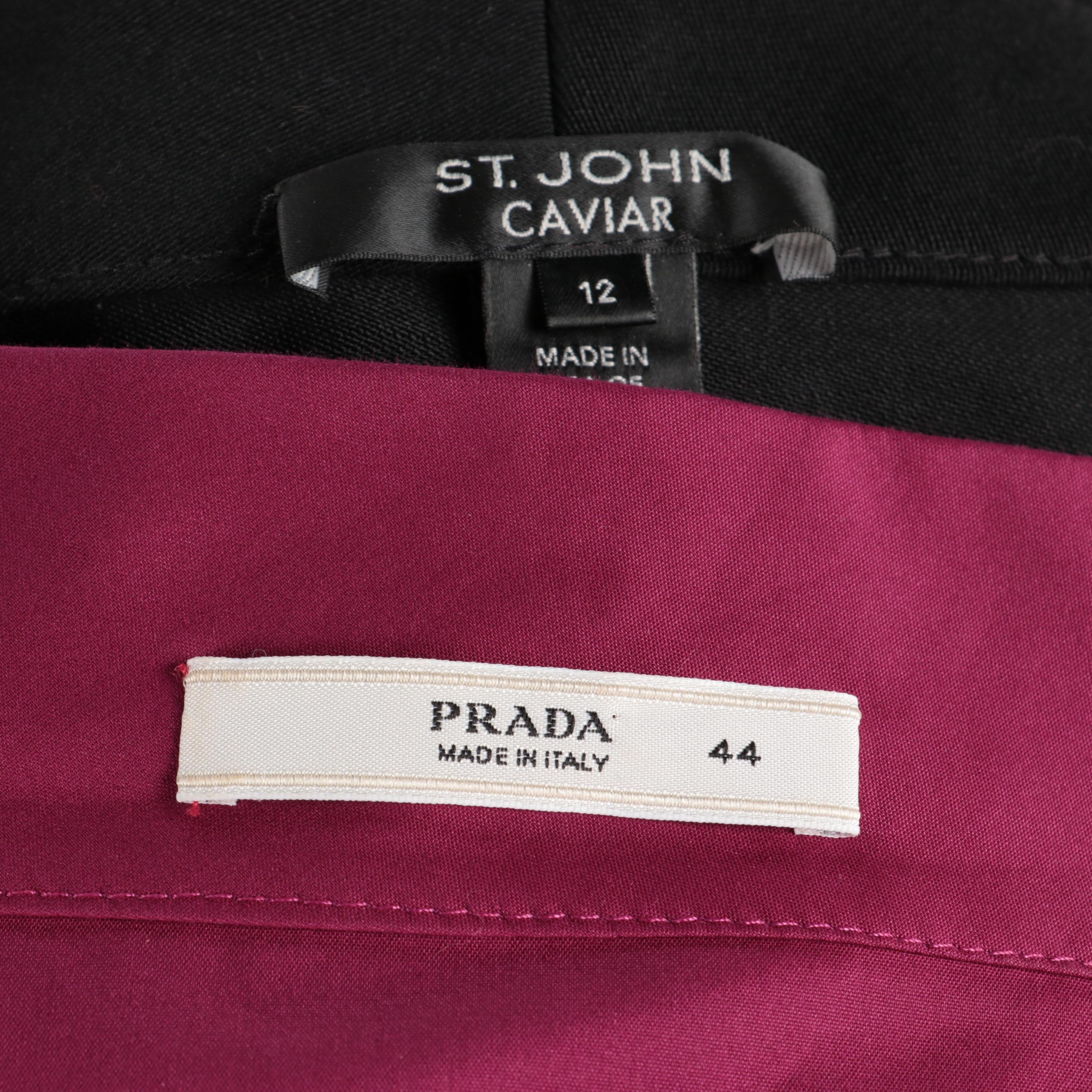 Prada, St. John Caviar, and Diane Von Furstenberg Blouse, Pants, and Dress