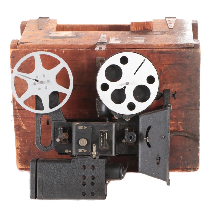 Eastman Kodak Kodascope 16mm Film Projector in Wood Crate, Early 20th Century