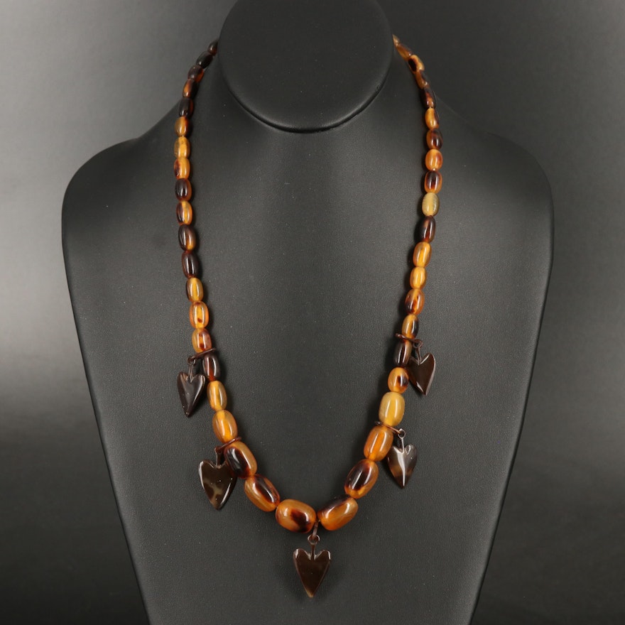 Vintage Tortoise Shell Beaded Necklace
