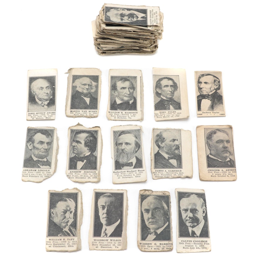1920s U.S. Presidents Hand-Cut Political Strip Cards with William Harrison