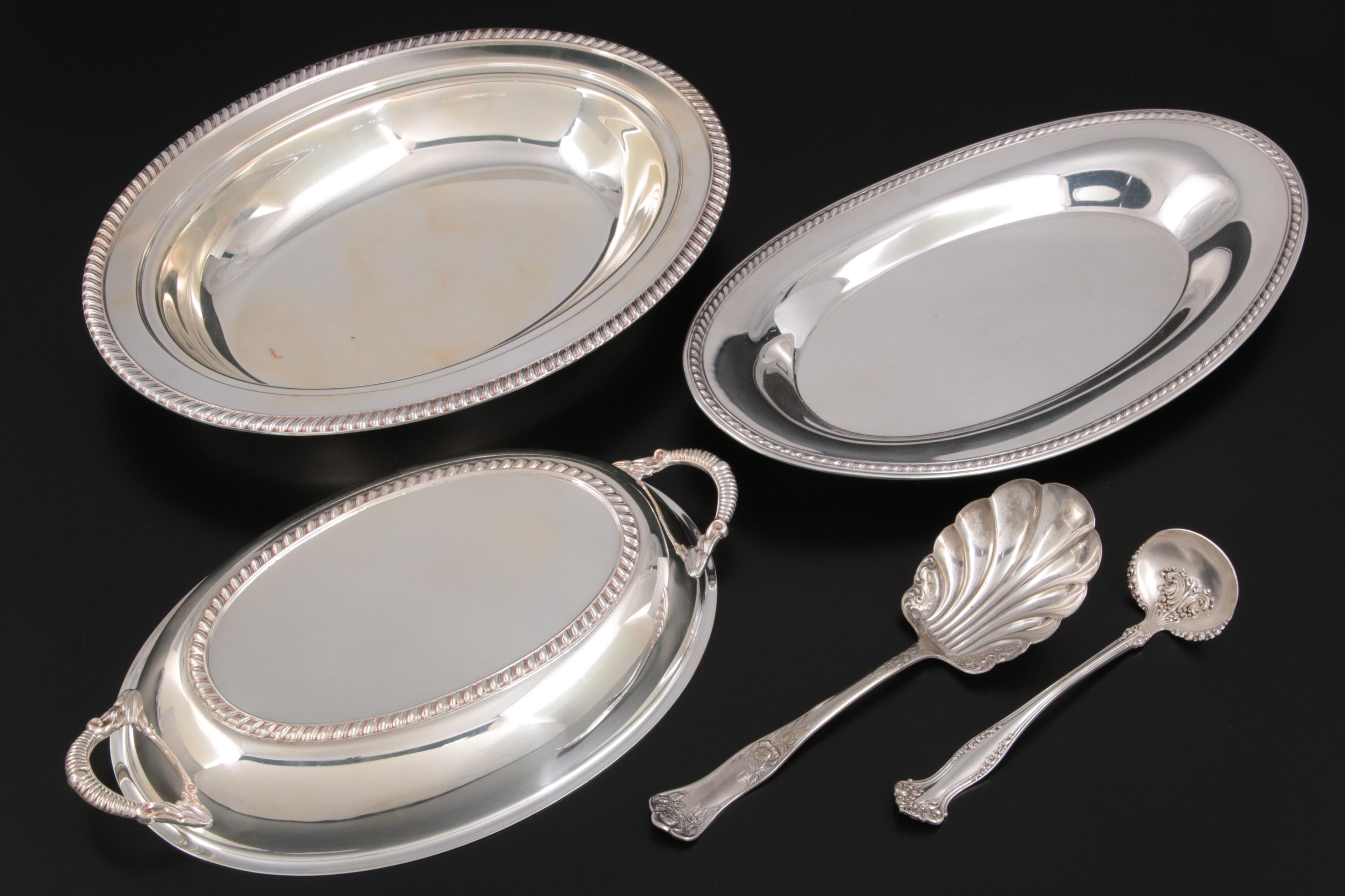 Wm. A. Rogers "Carol" Silver Plate Pitcher with Other Silver Plate Serveware