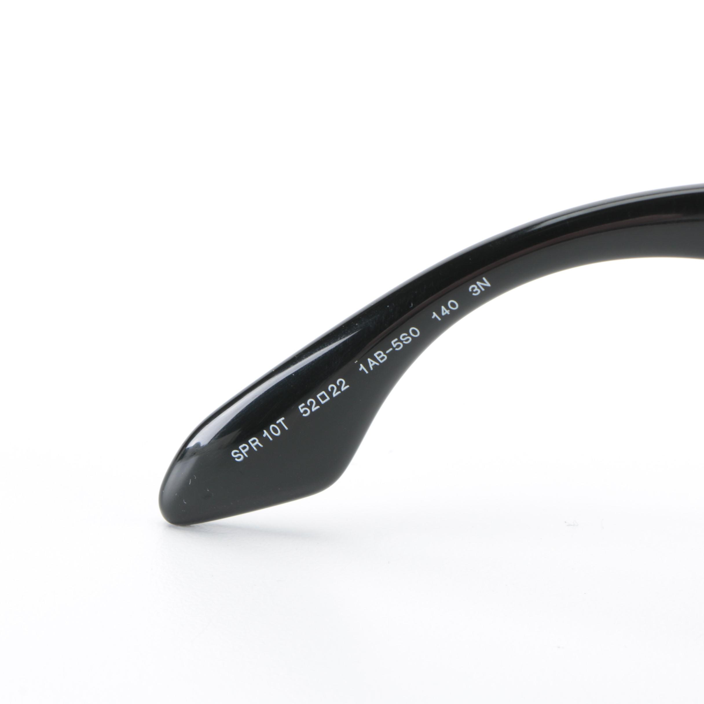 Prada SPR10T Black-Light Gold Embellished Temple Grey Lens Sunglasses with Case