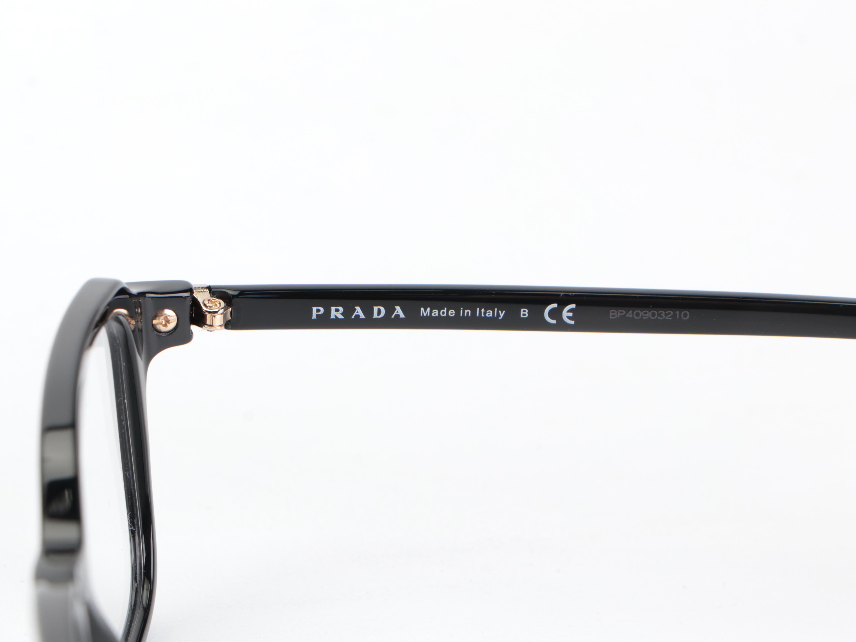 Prada VPR03X Black Frame Browline Square Lens Eyeglasses with Box and Case