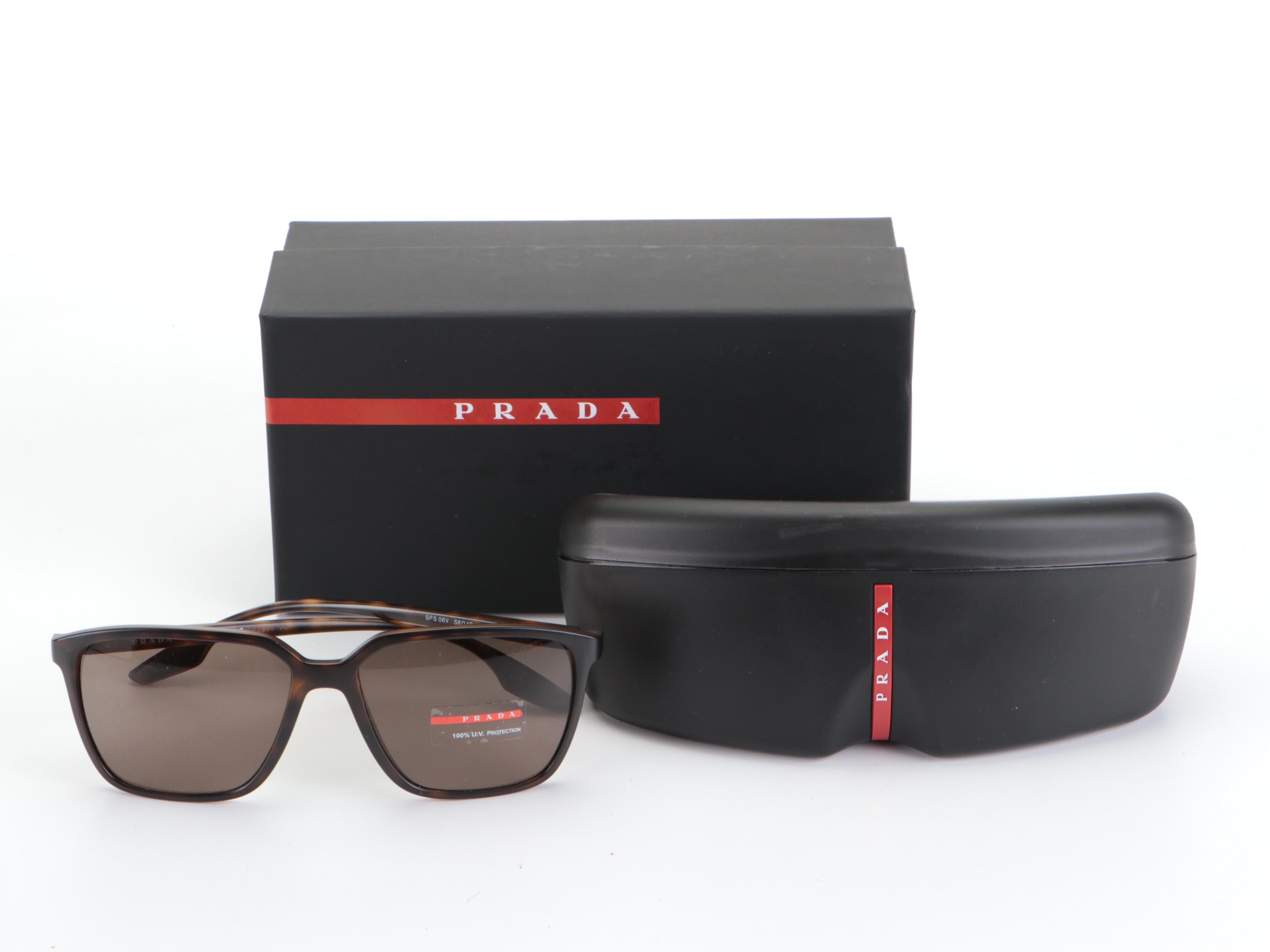 Prada Linea Rossa SPS06V Brown Havana Frame Sunglasses with Box and Case