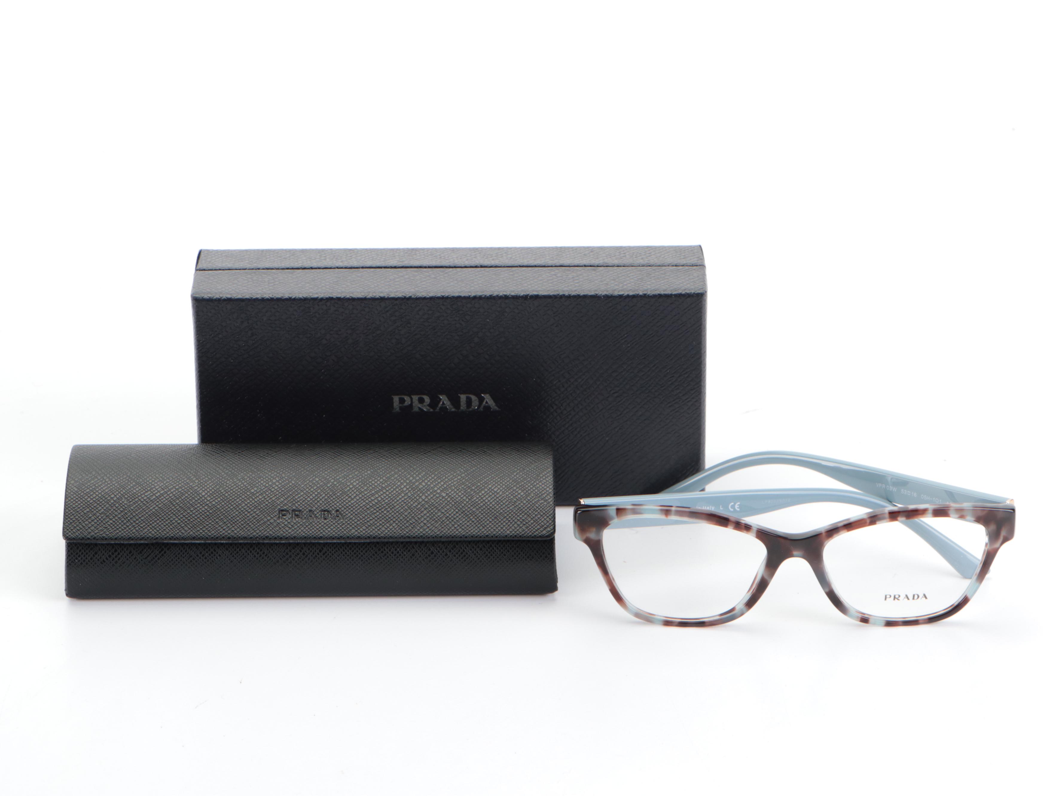 Prada VPR 03W Rectangular Eyeglasses with Case