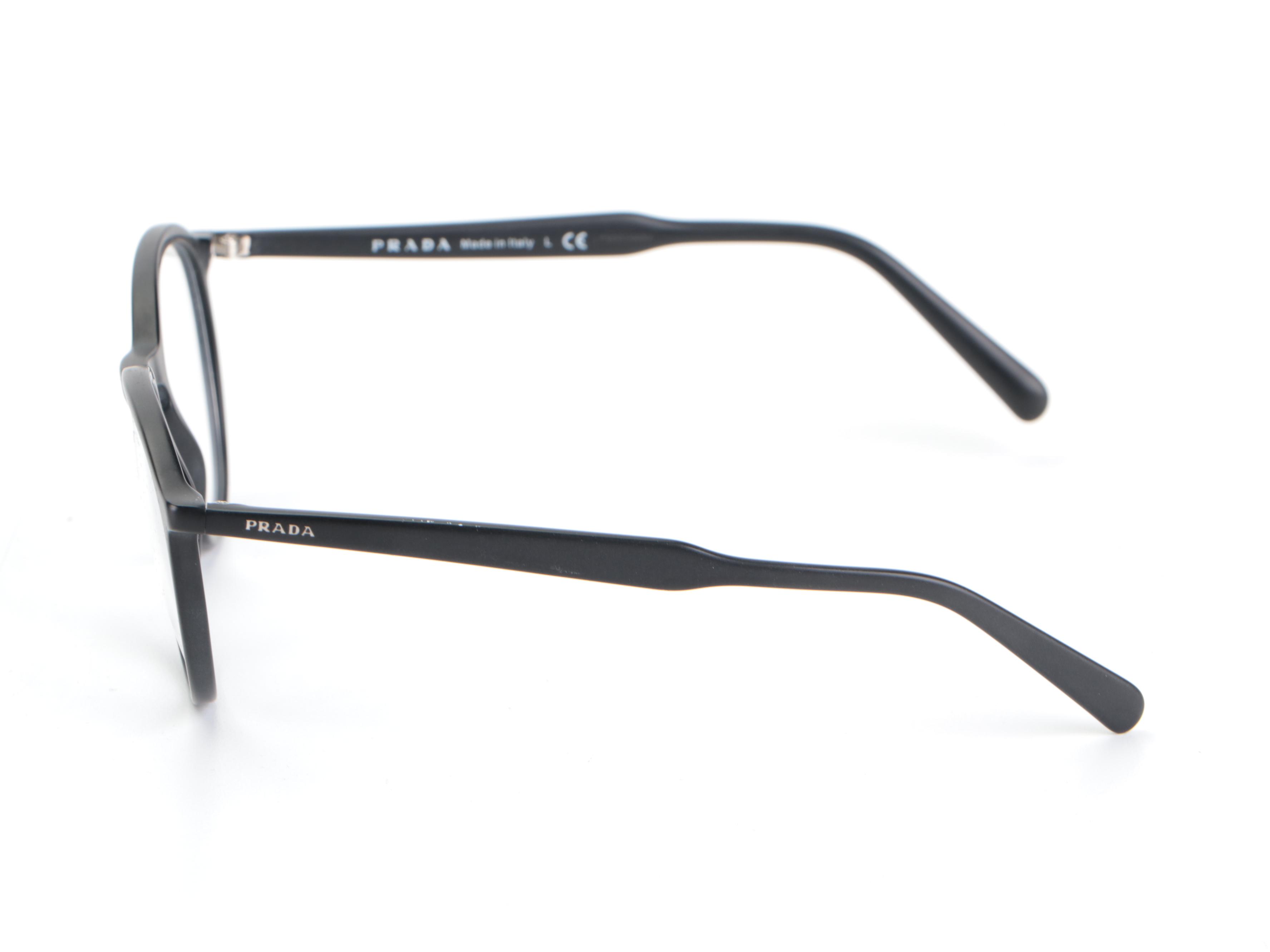 Prada VPR 13T Round Eyeglasses in Black with Case and Box