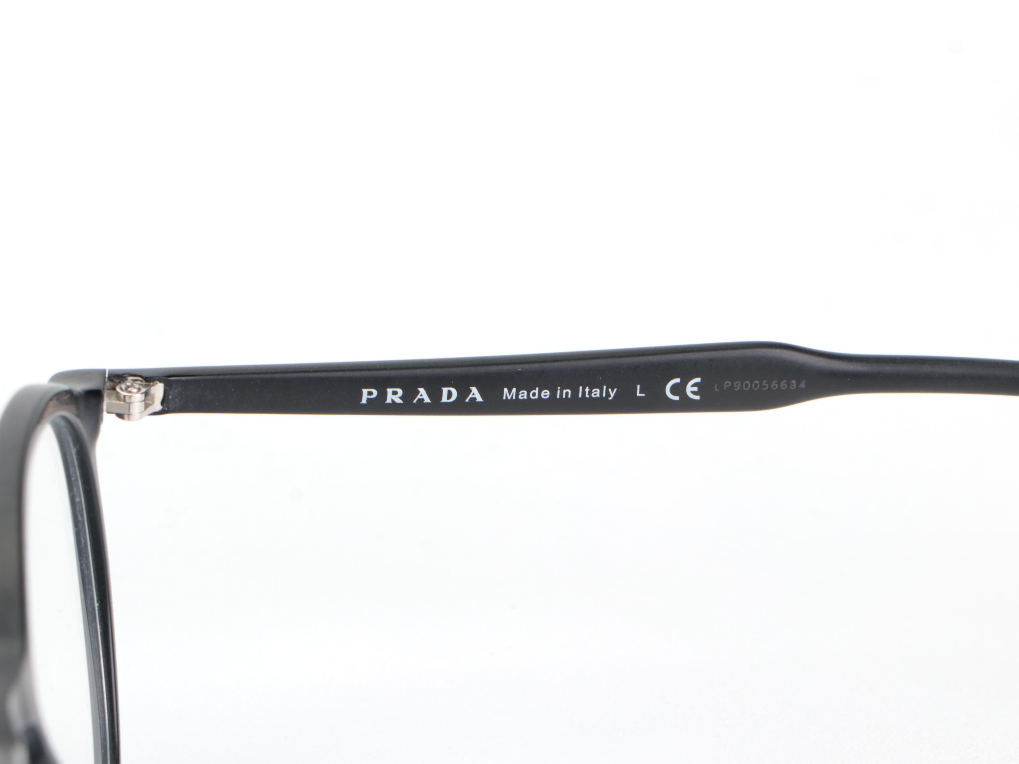 Prada VPR 13T Round Eyeglasses in Black with Case and Box