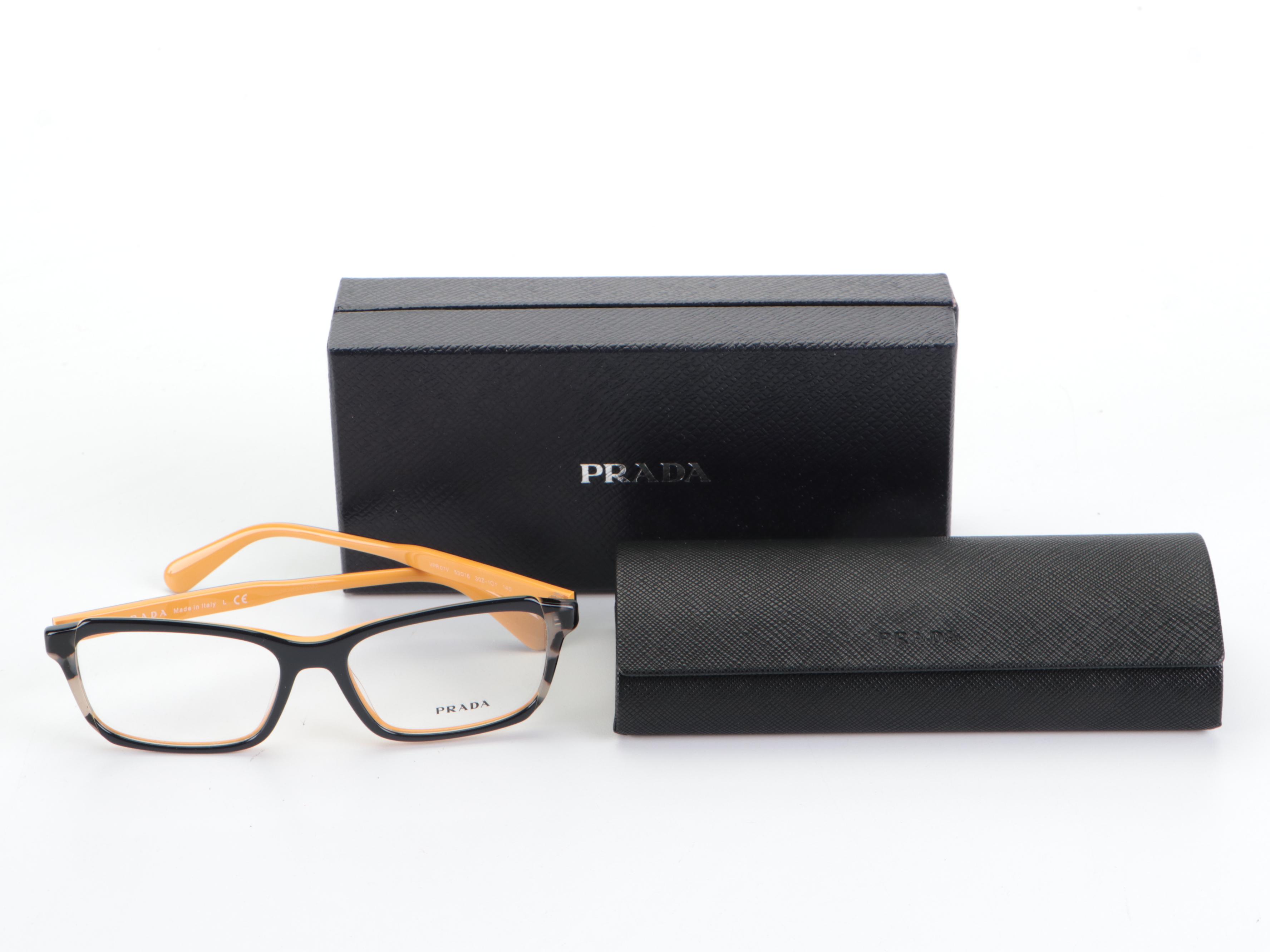 Prada VPR 01V Rectangular Eyeglasses with Case