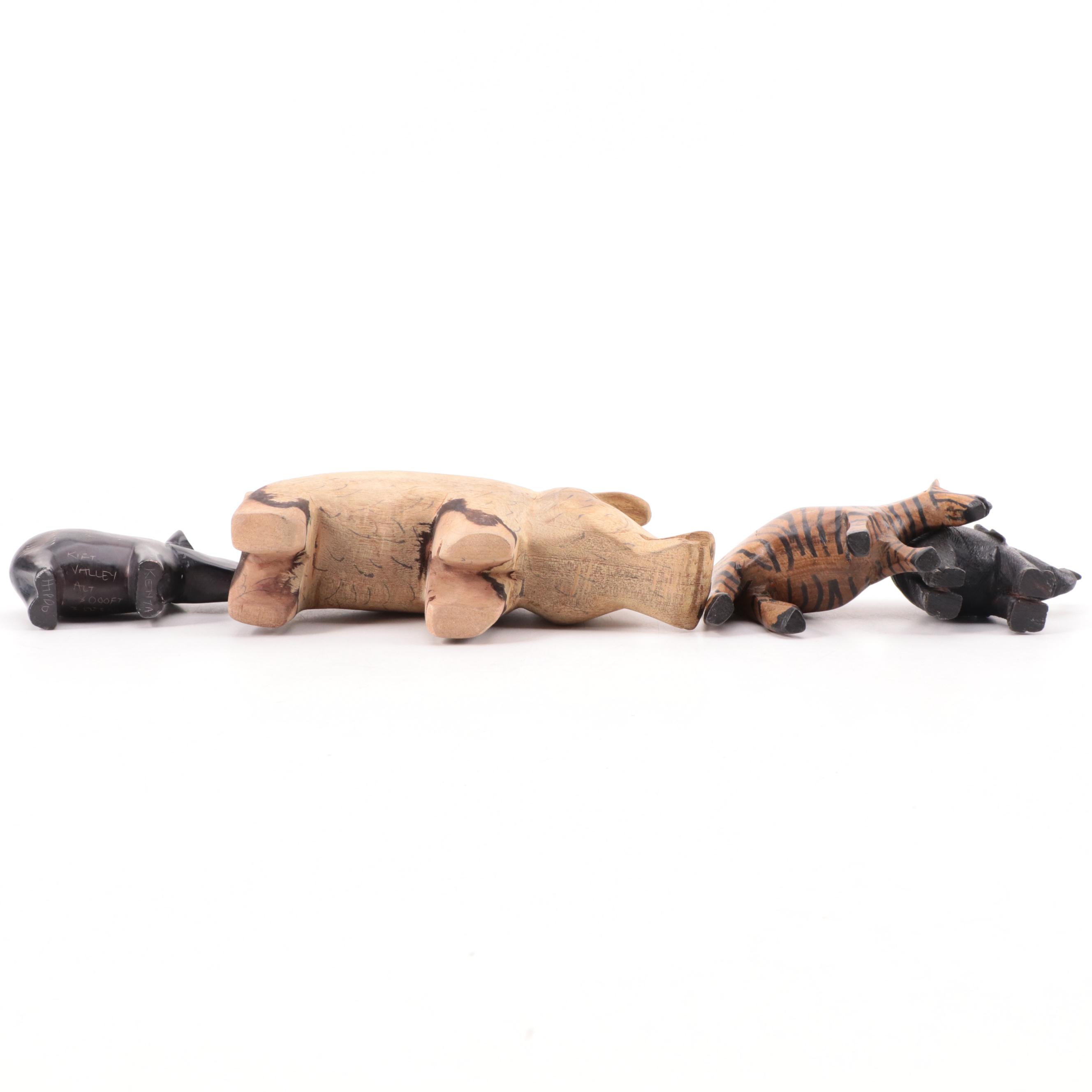 African Hand-Carved Animal Figurines, Akua'ba Inspired Dolls and Basket