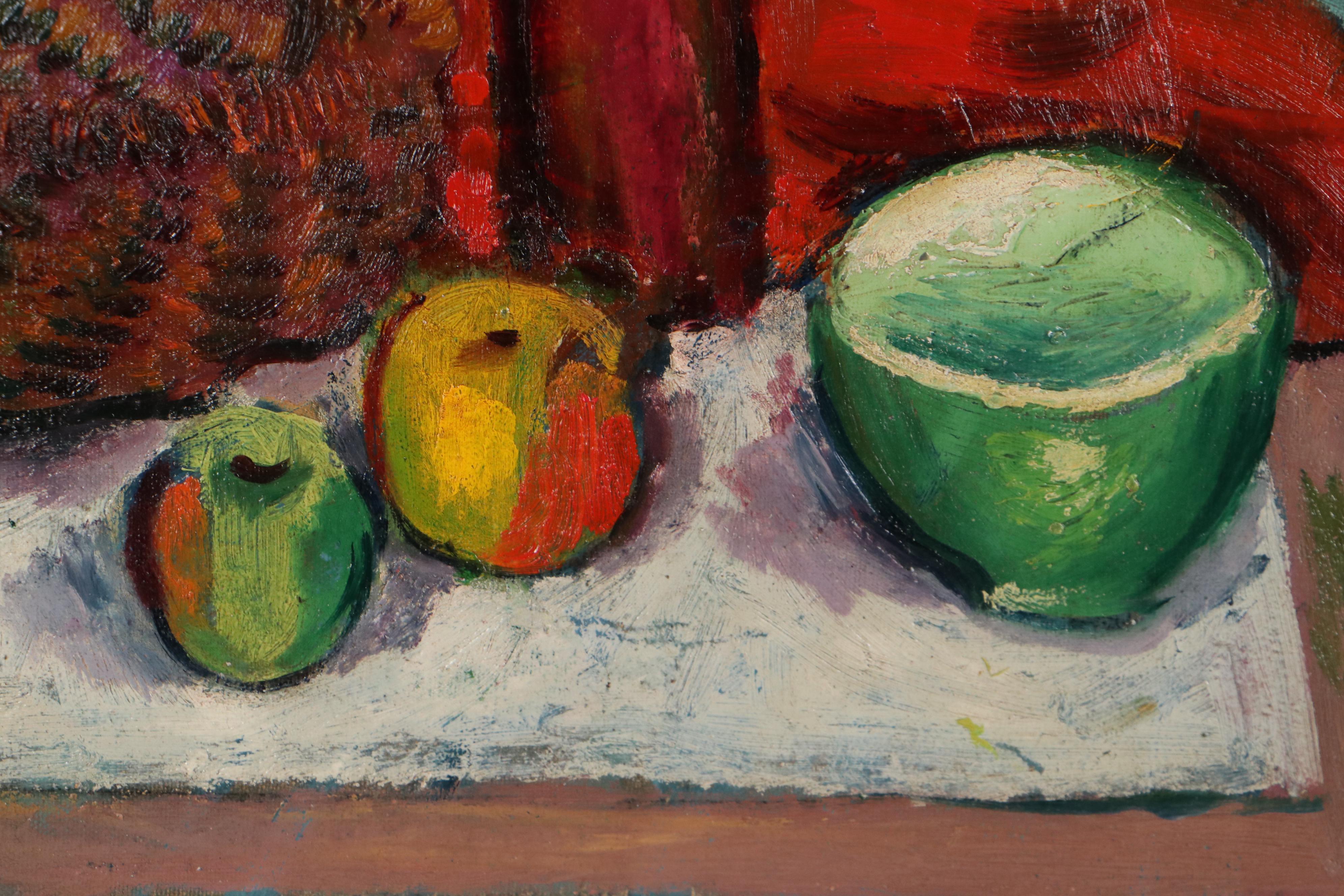 Edgar Yaeger Oil Painting "Woven Basket Still Life," 1933