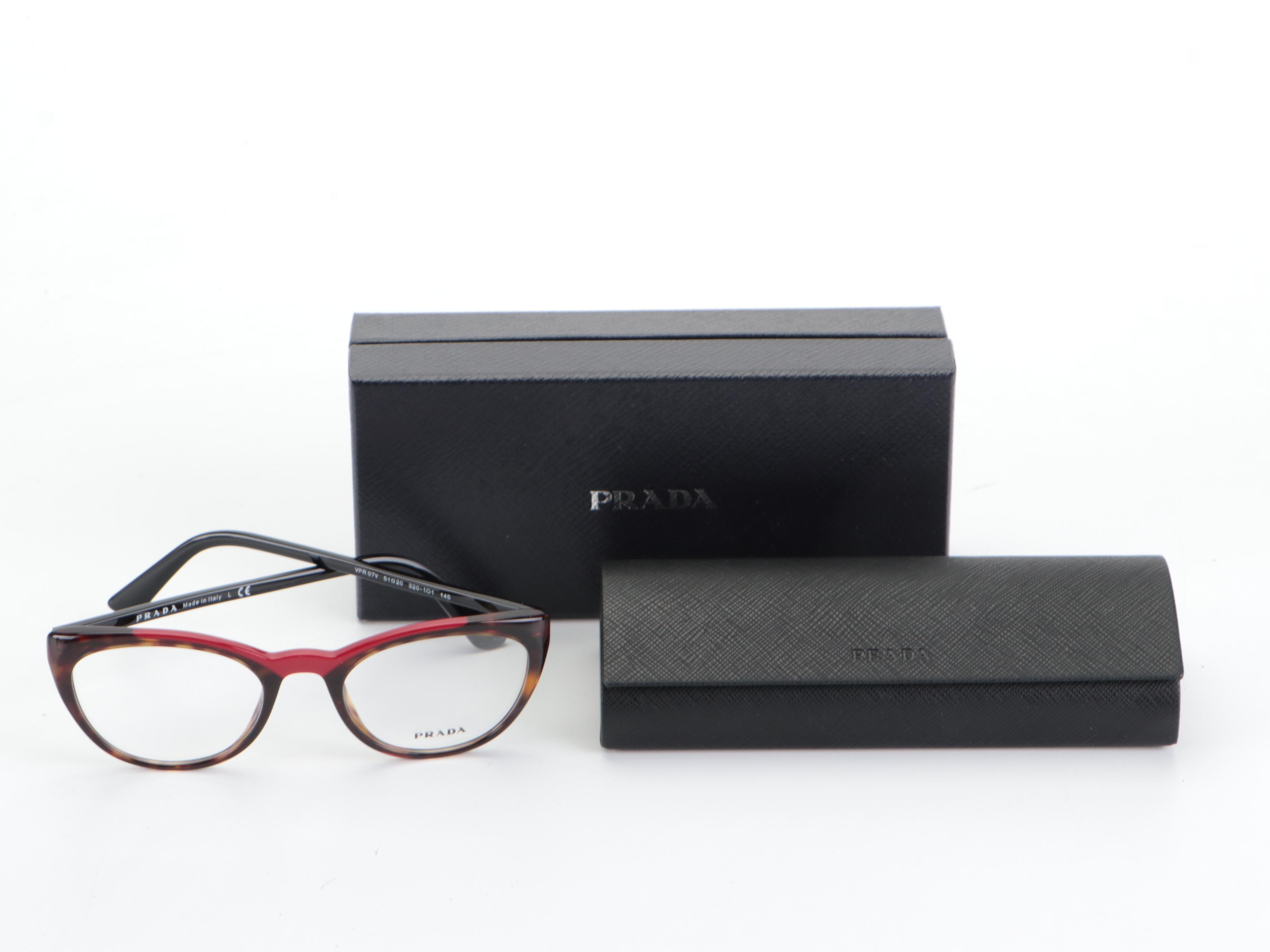 Prada VPR07V Eyeglasses in Havana Red with Case and Box