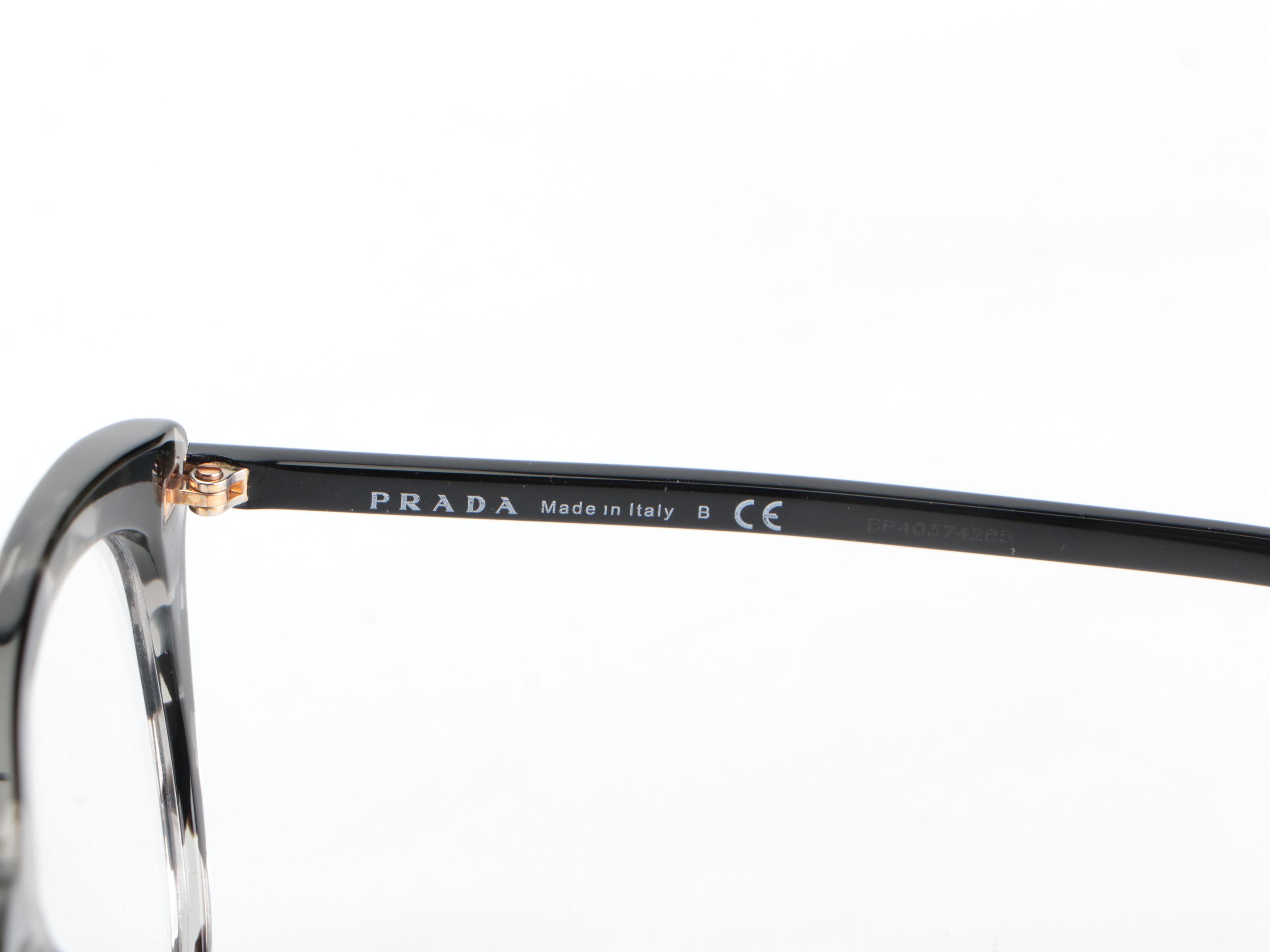 Prada VPR07V Eyeglasses in Grey/Black Havana with Case and Box