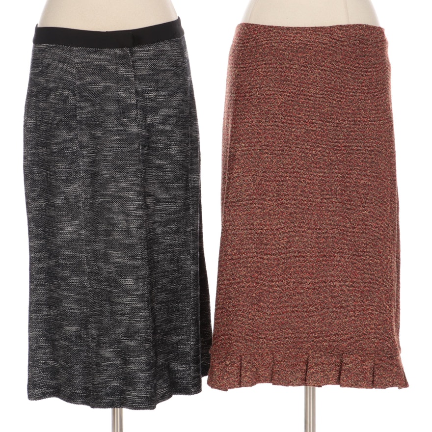 St. John Couture Pleated Hem and St. John Collection Panel Knit Tweed Skirts