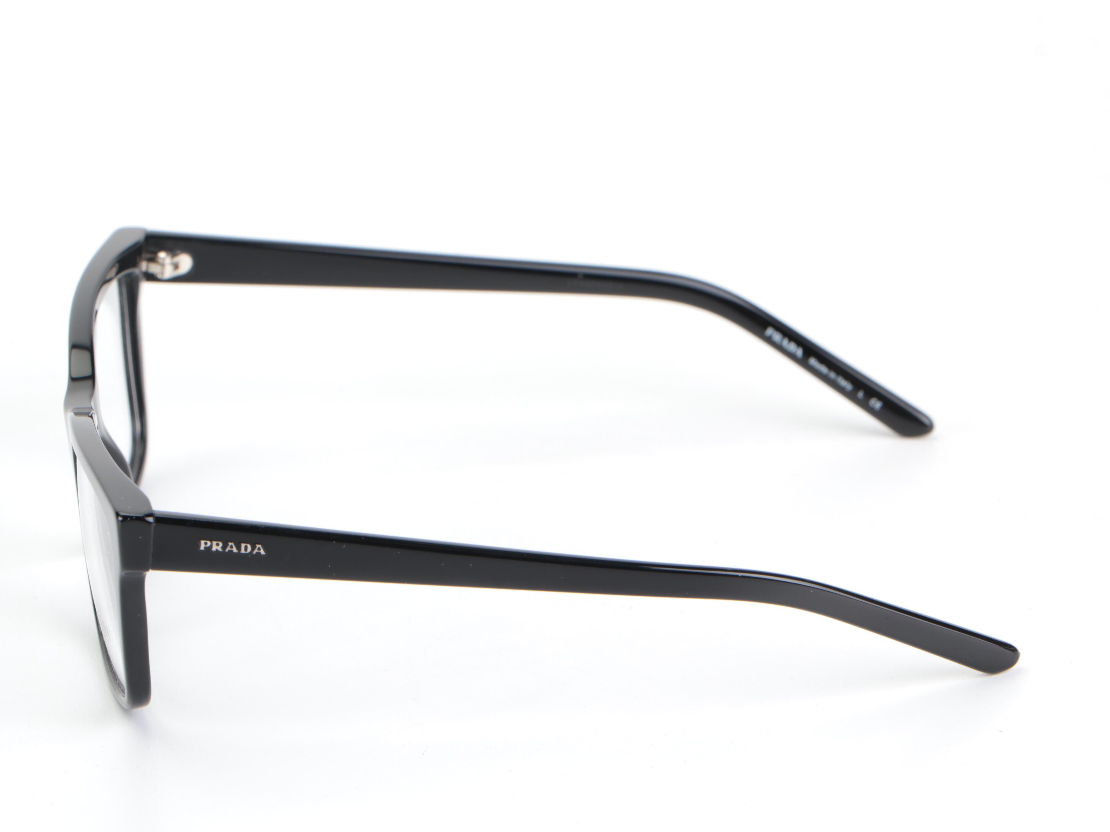 Prada VPR 17V Rectangular Eyeglasses in Black with Case and Box