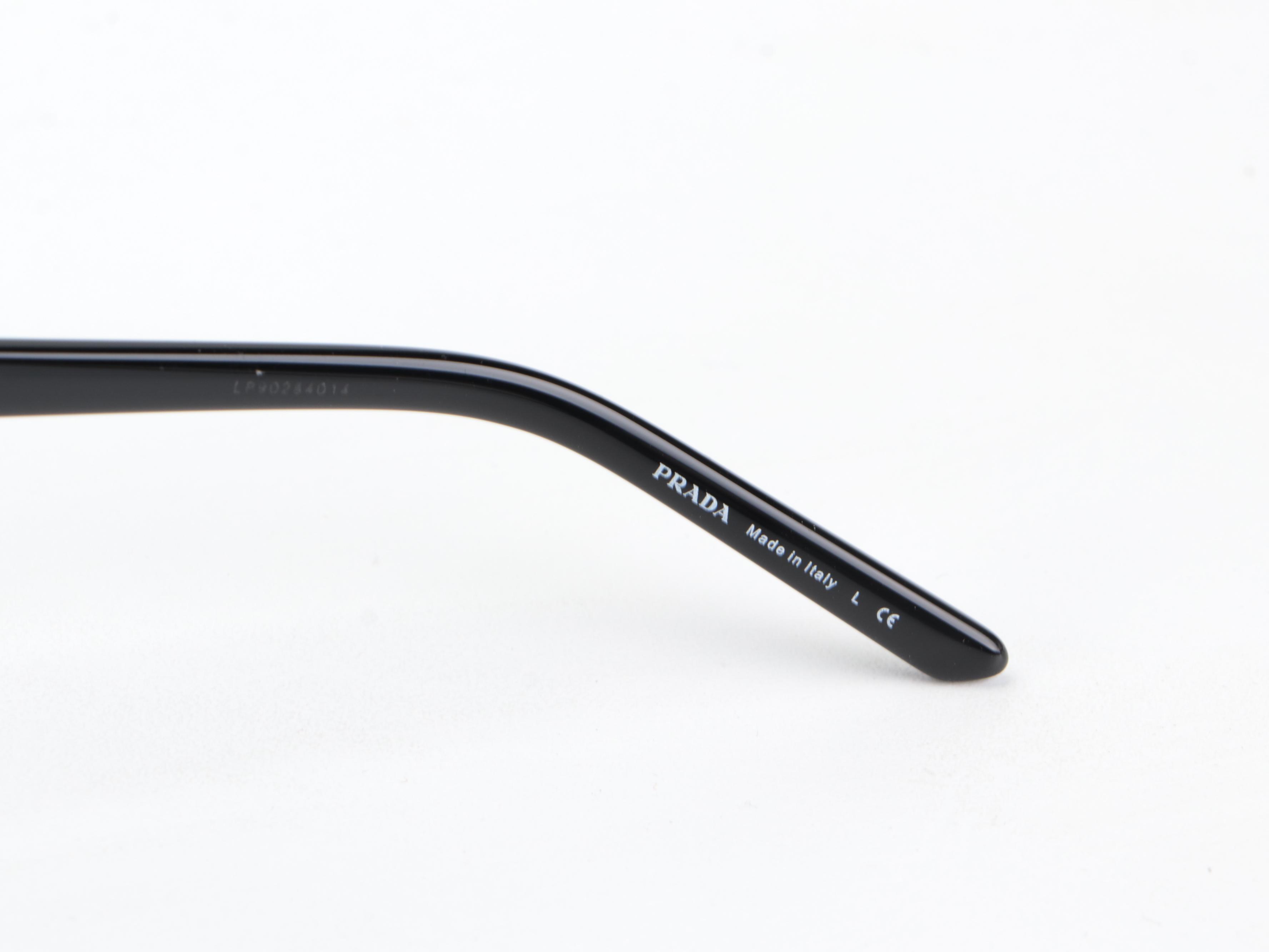 Prada VPR 17V Rectangular Eyeglasses in Black with Case and Box