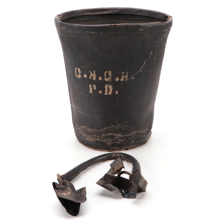 "C.M.C.H. F.D." Victorian Era Leather Fire Bucket, Late 19th Century