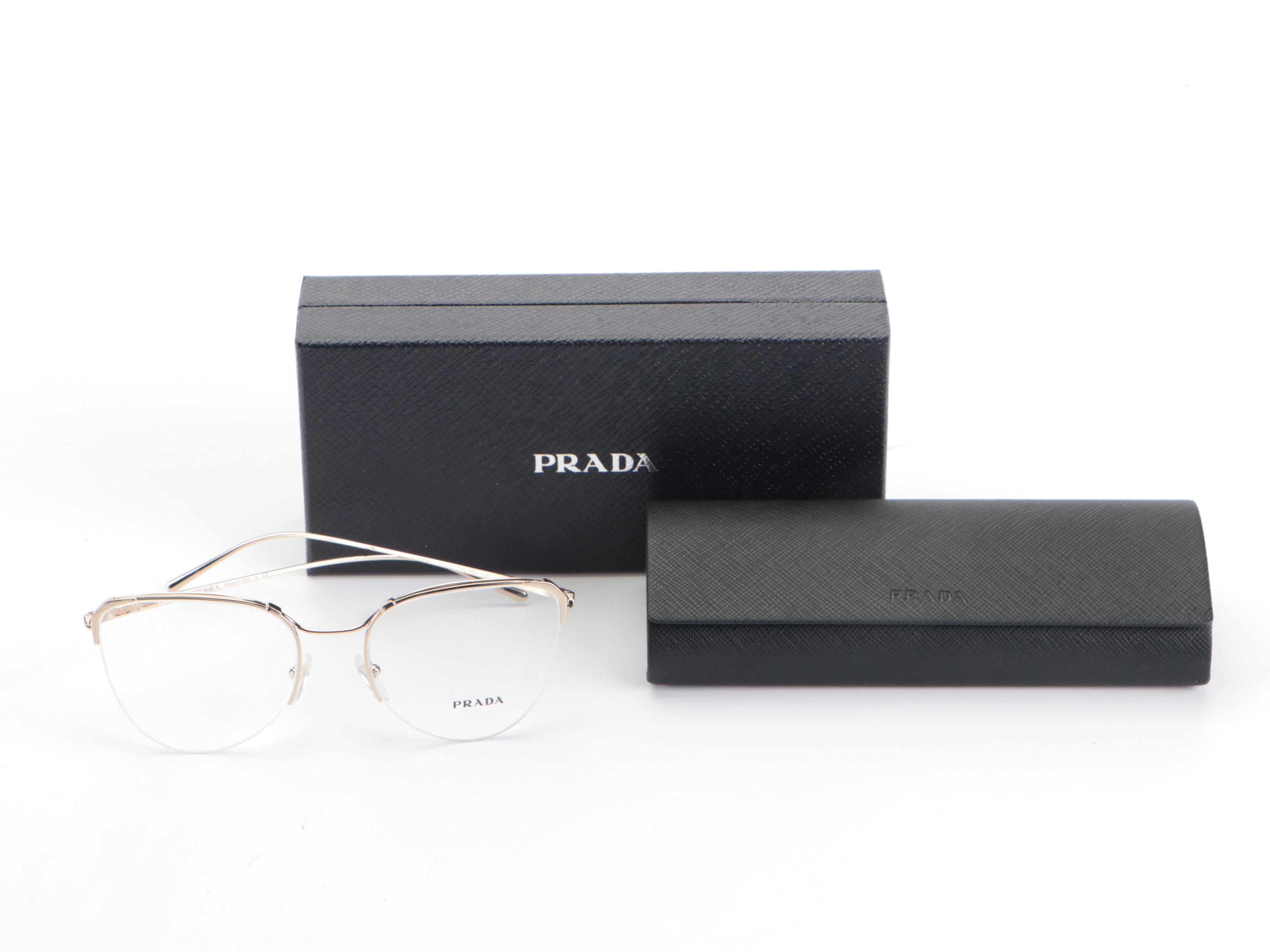 Prada VPR 60U Wire Frame Eyeglasses with Case and Box