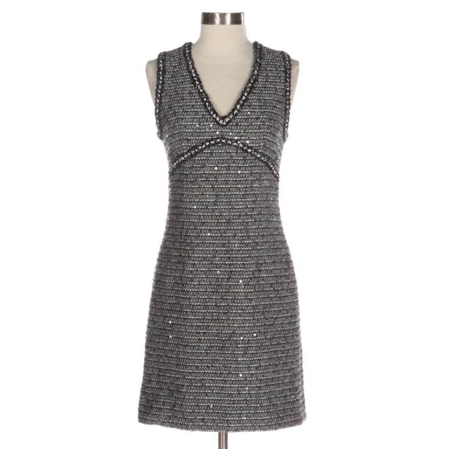 Chanel CC Sequin Tweed Sleeveless Dress