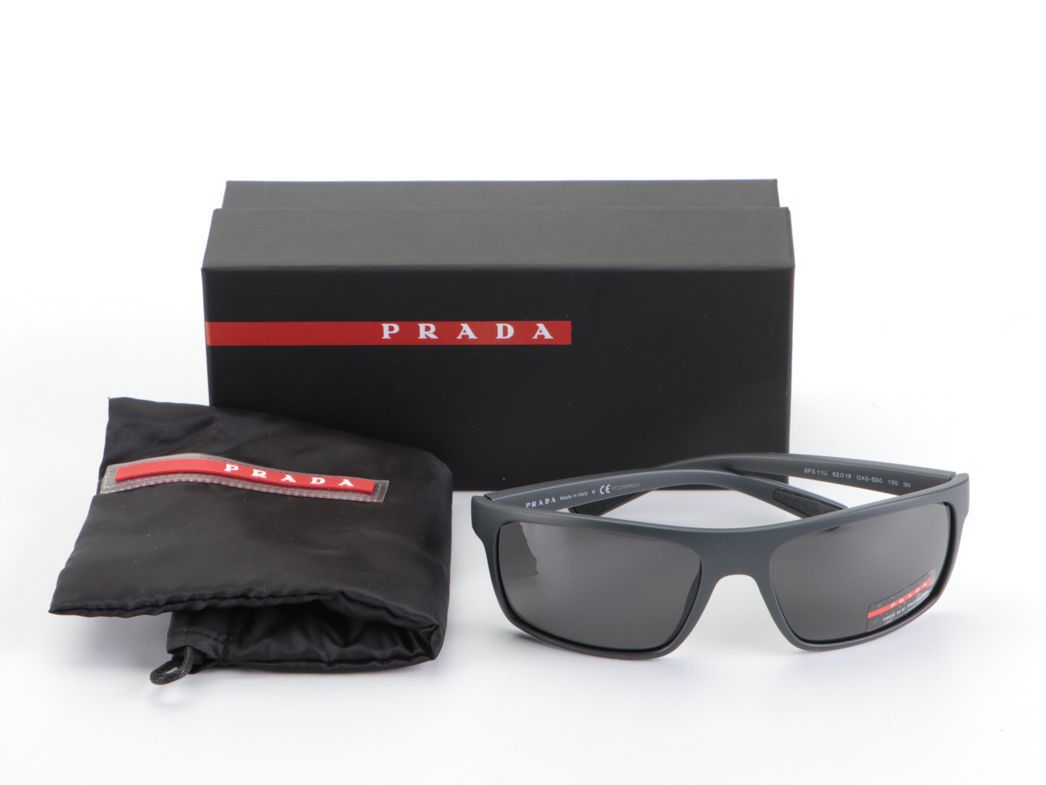 Prada Linea Rossa SPS 11U Browline Sunglasses with Slip Case and Box
