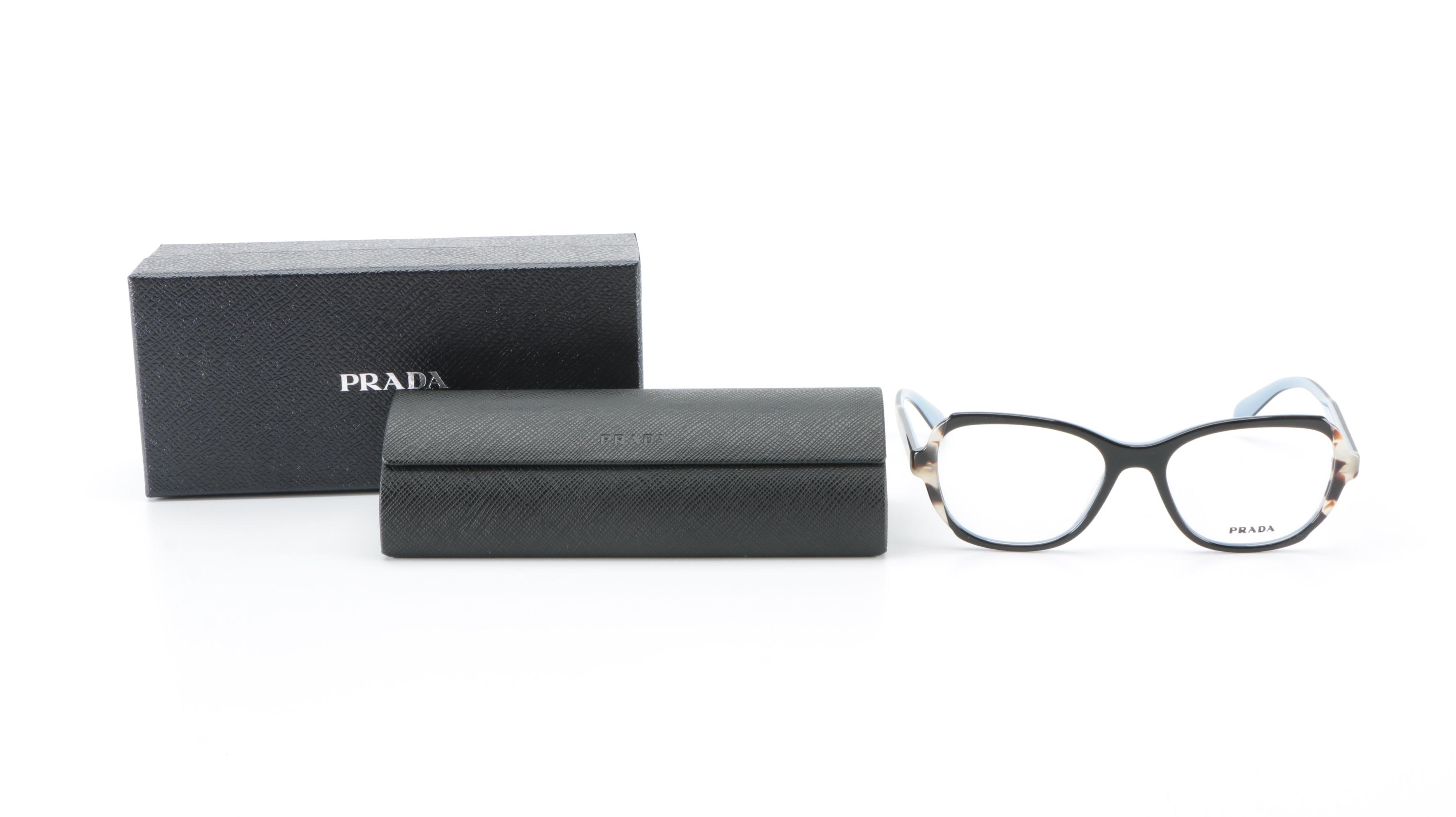 Prada VRP 03V Rounded Rectangular Eyeglasses with Case and Box
