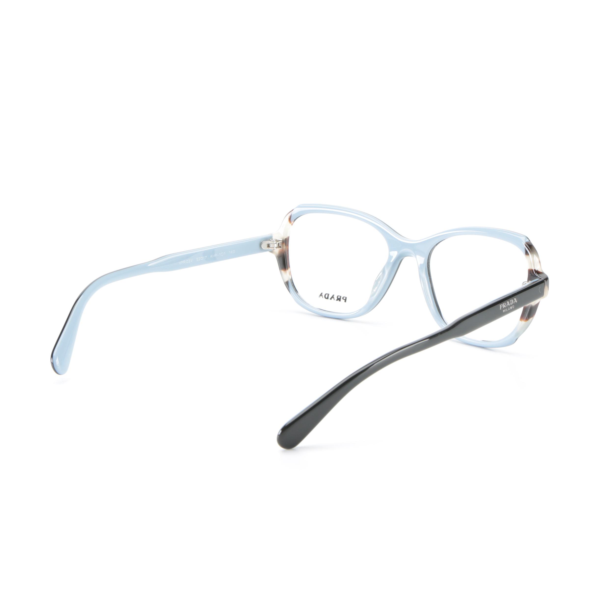 Prada VRP 03V Rounded Rectangular Eyeglasses with Case and Box