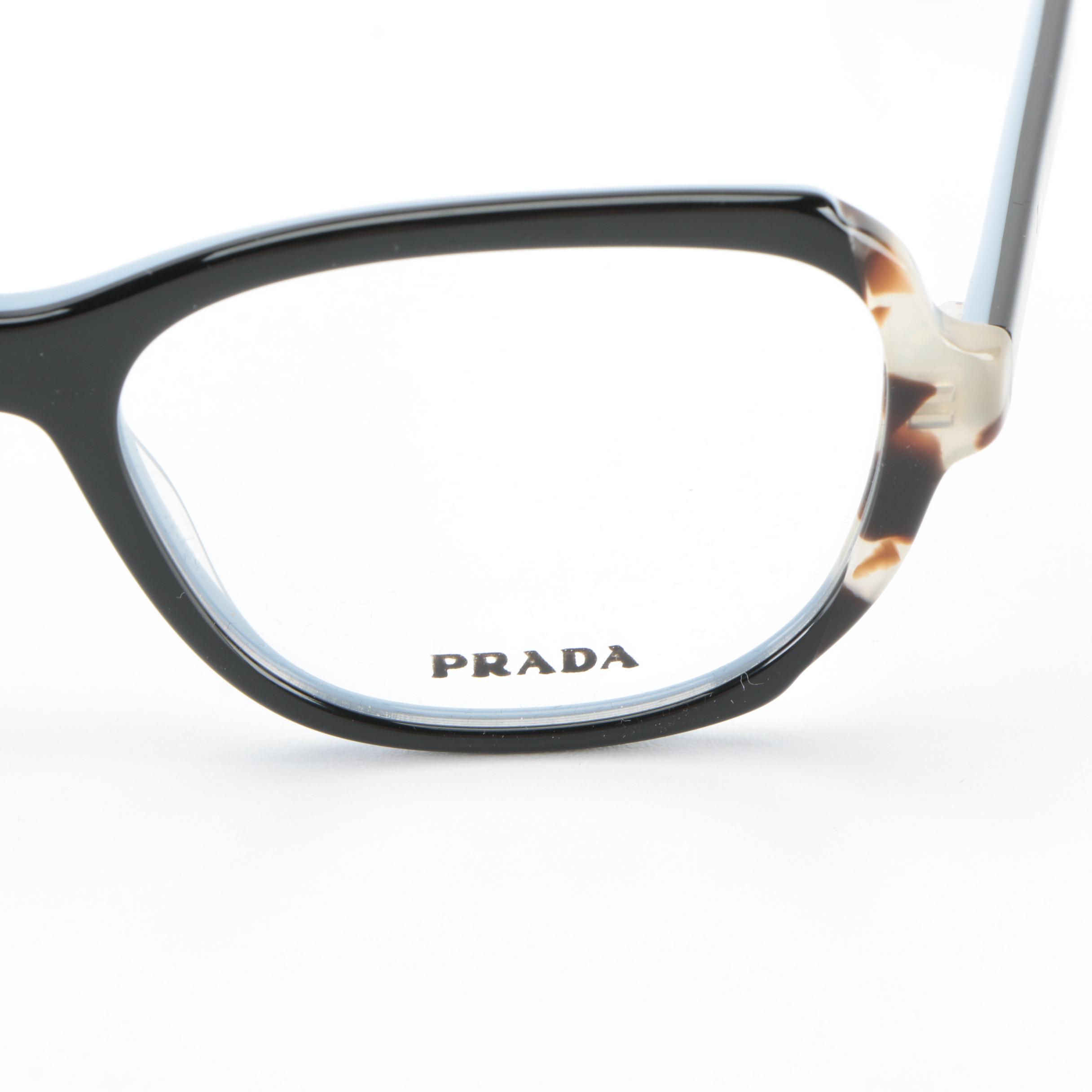 Prada VRP 03V Rounded Rectangular Eyeglasses with Case and Box