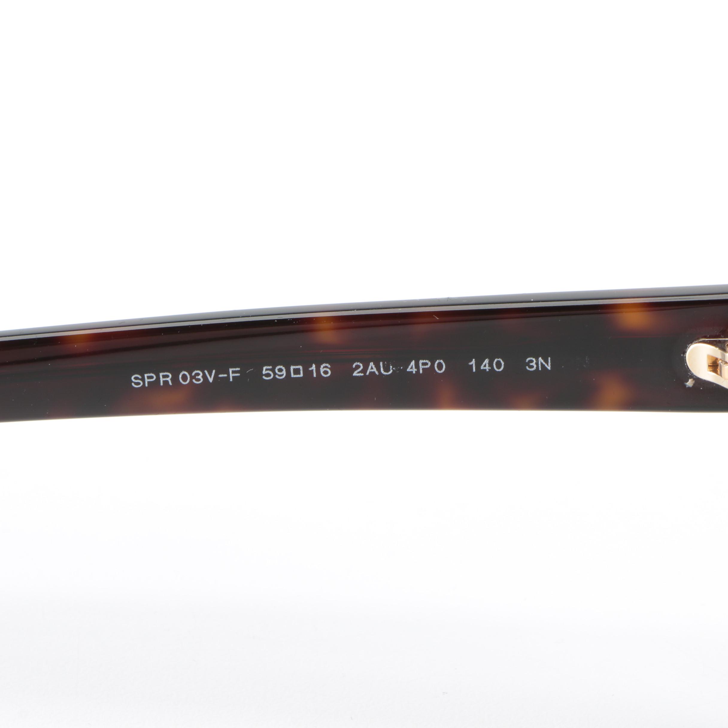 Prada SPR 03V Dark Havana Geometric Sunglasses with Case