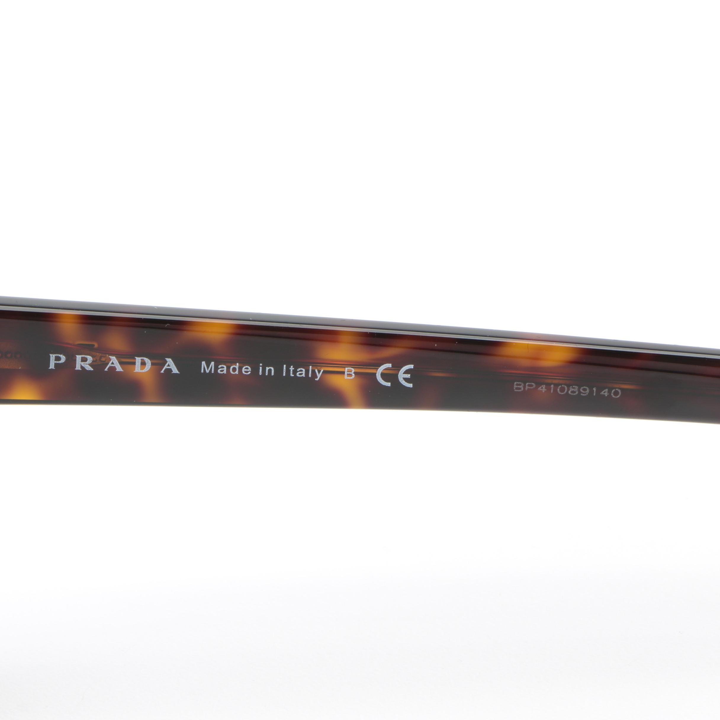 Prada SPR 03V Dark Havana Geometric Sunglasses with Case