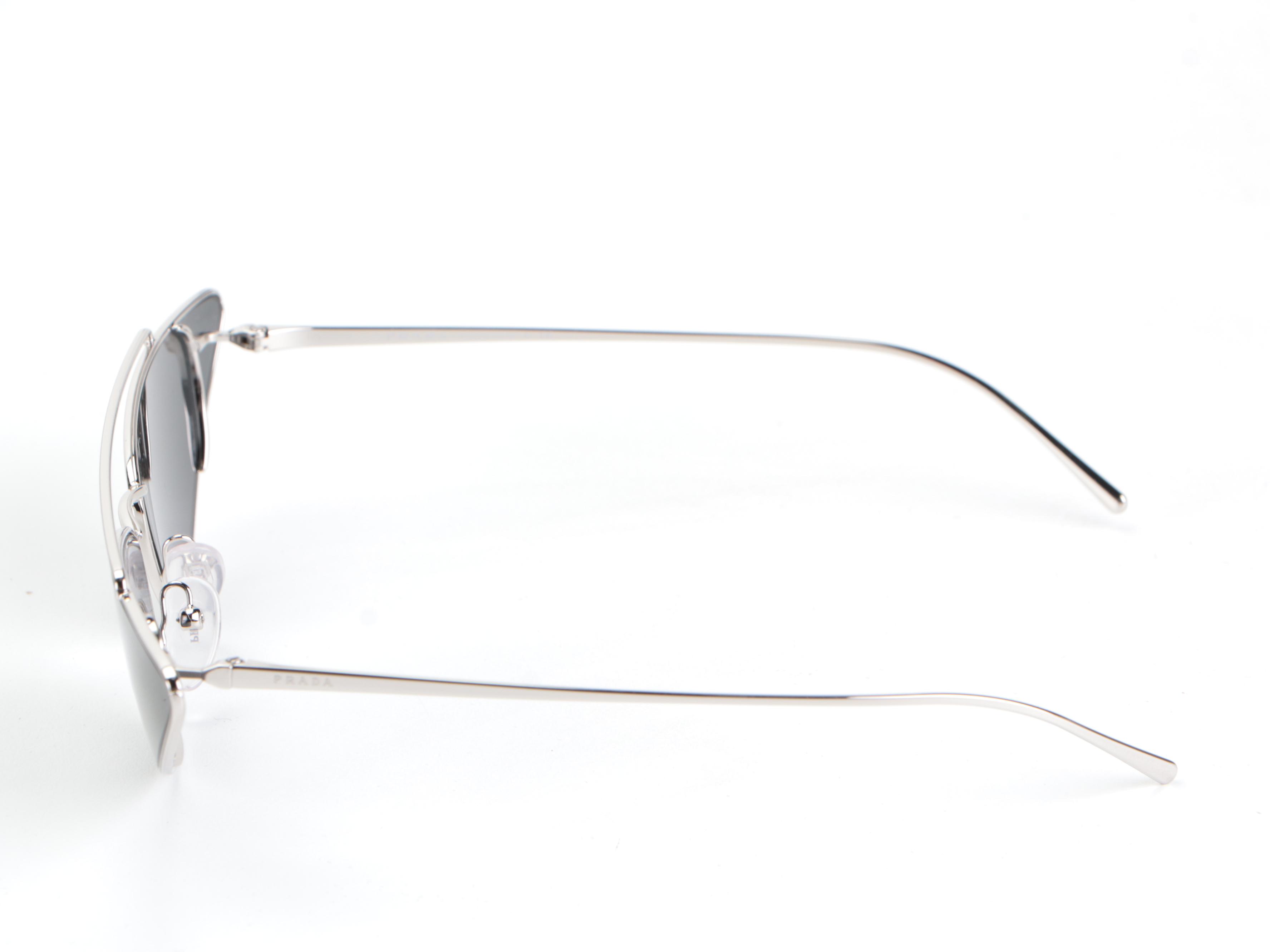 Prada SPR63U Avante Garde Sunglasses in Silver with Case and Box