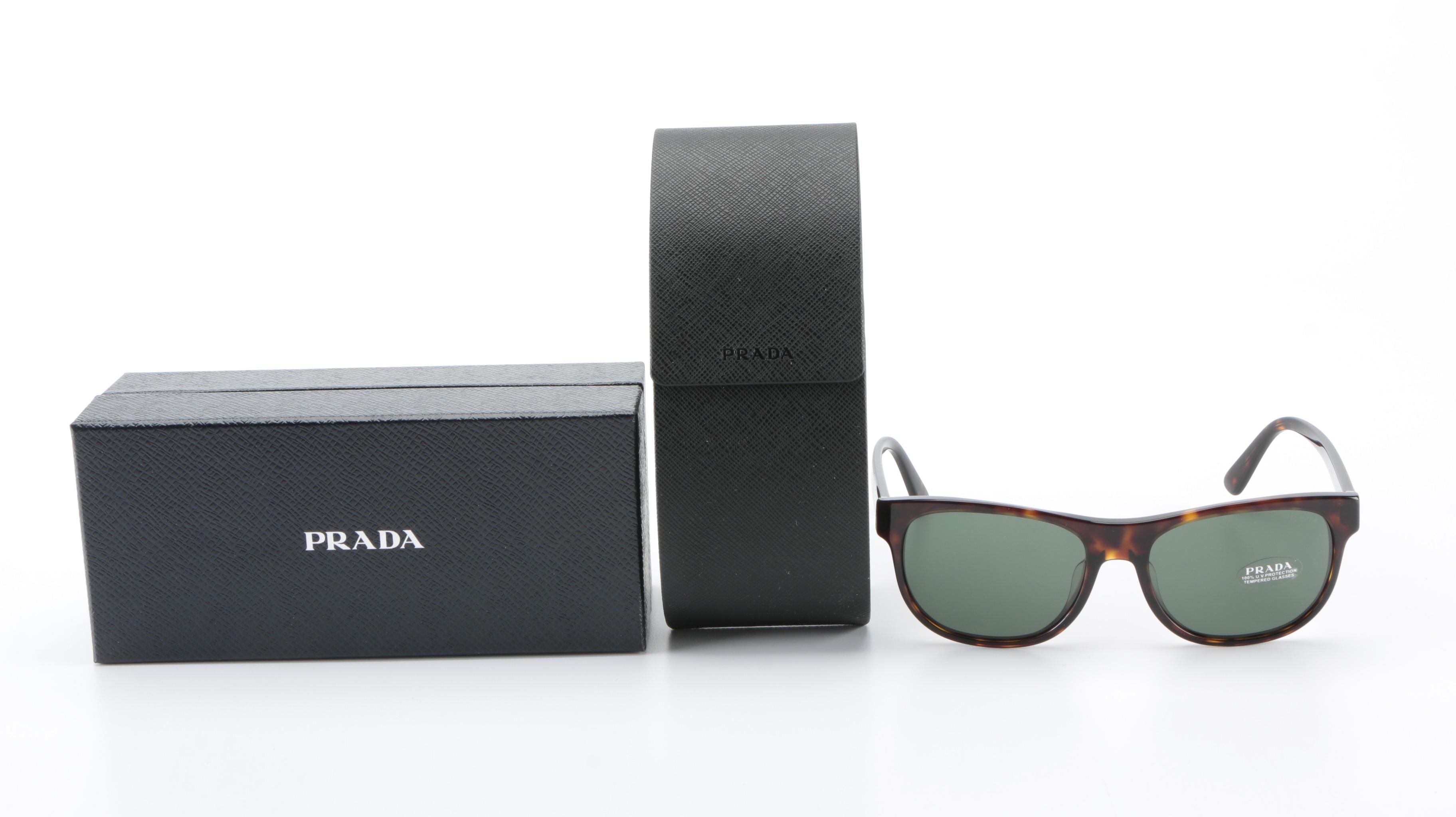 Prada SPR 04X Dark Havana Horn-Rimmed Sunglasses with Case