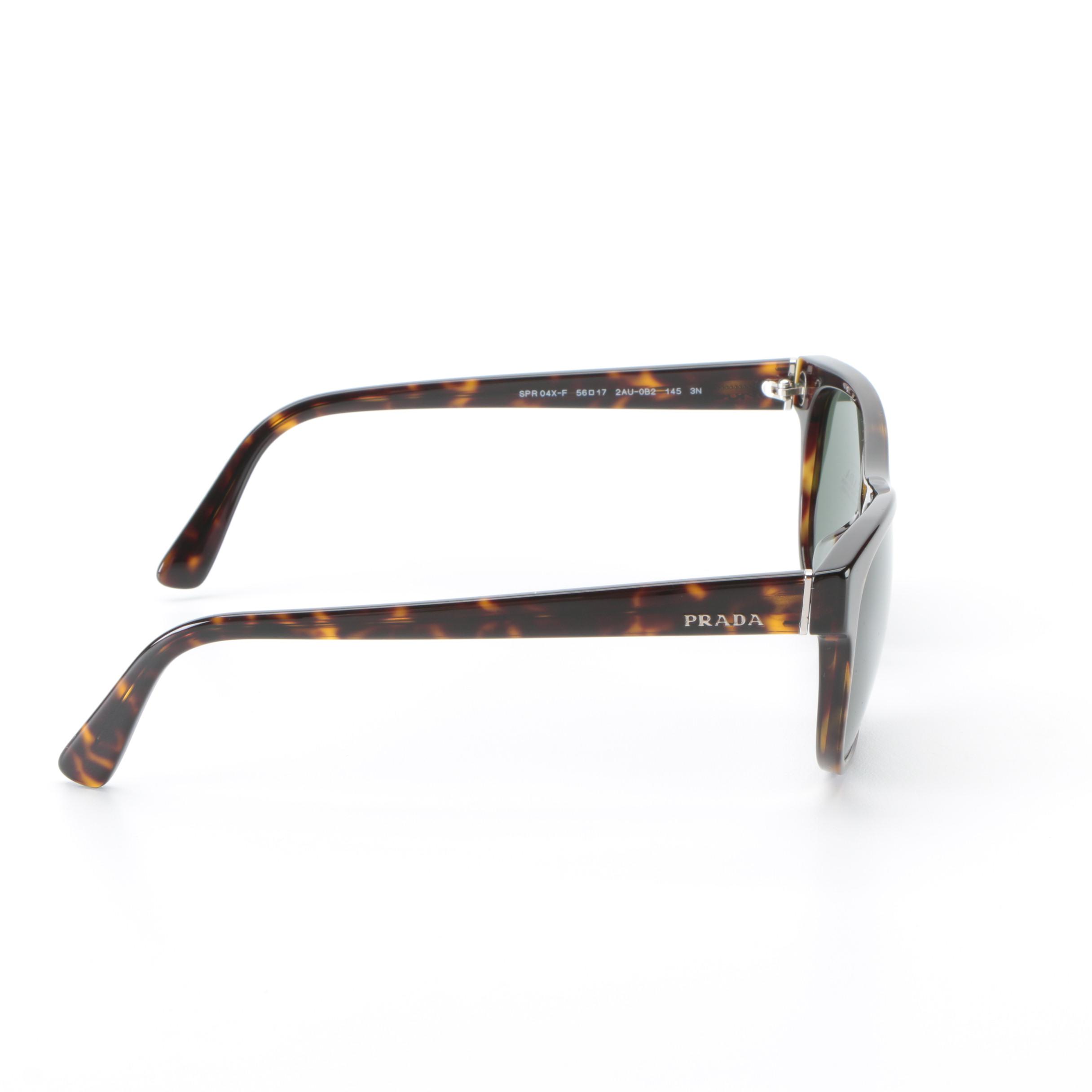 Prada SPR 04X Dark Havana Horn-Rimmed Sunglasses with Case