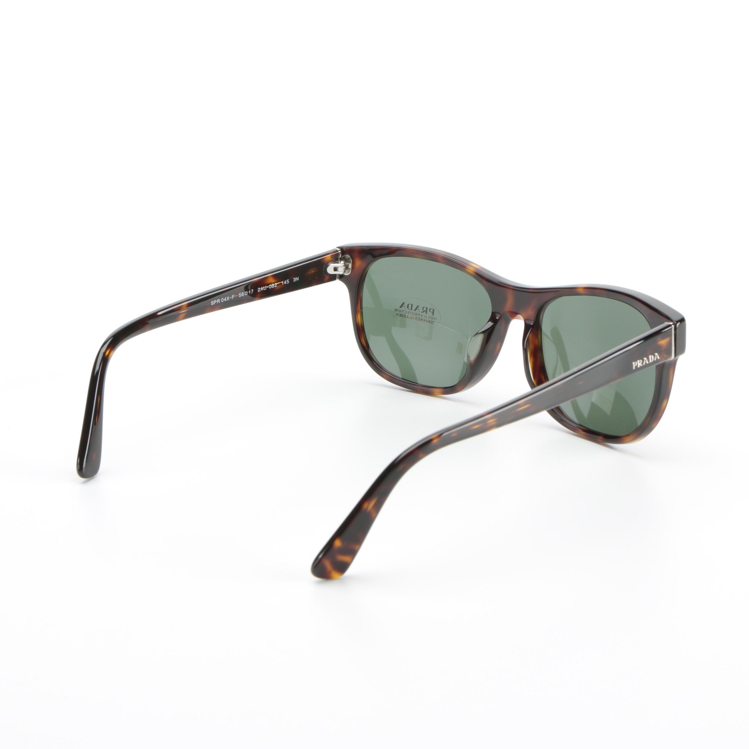 Prada SPR 04X Dark Havana Horn-Rimmed Sunglasses with Case