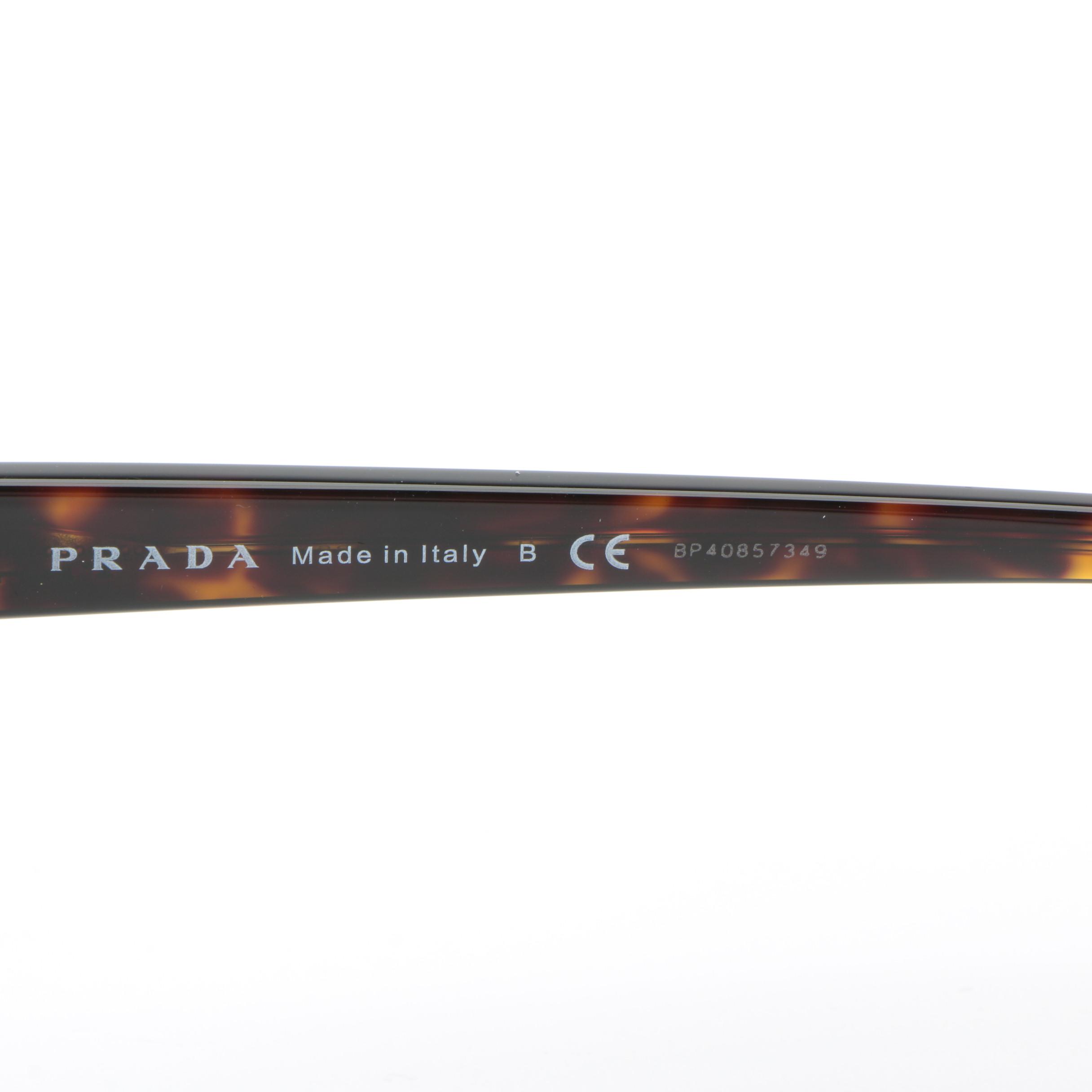 Prada SPR 04X Dark Havana Horn-Rimmed Sunglasses with Case