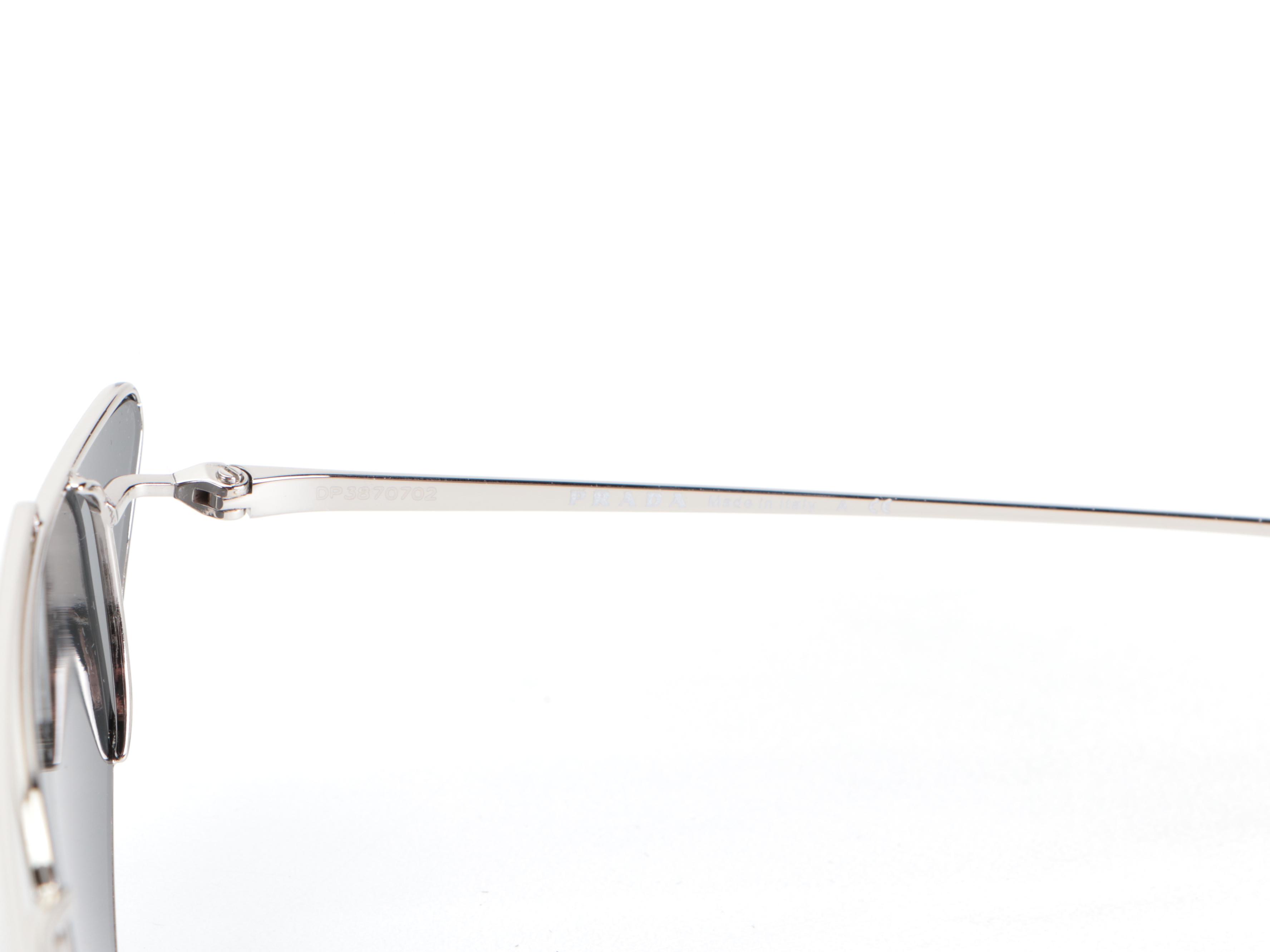 Prada SPR63U Avante Garde Sunglasses in Silver with Case and Box