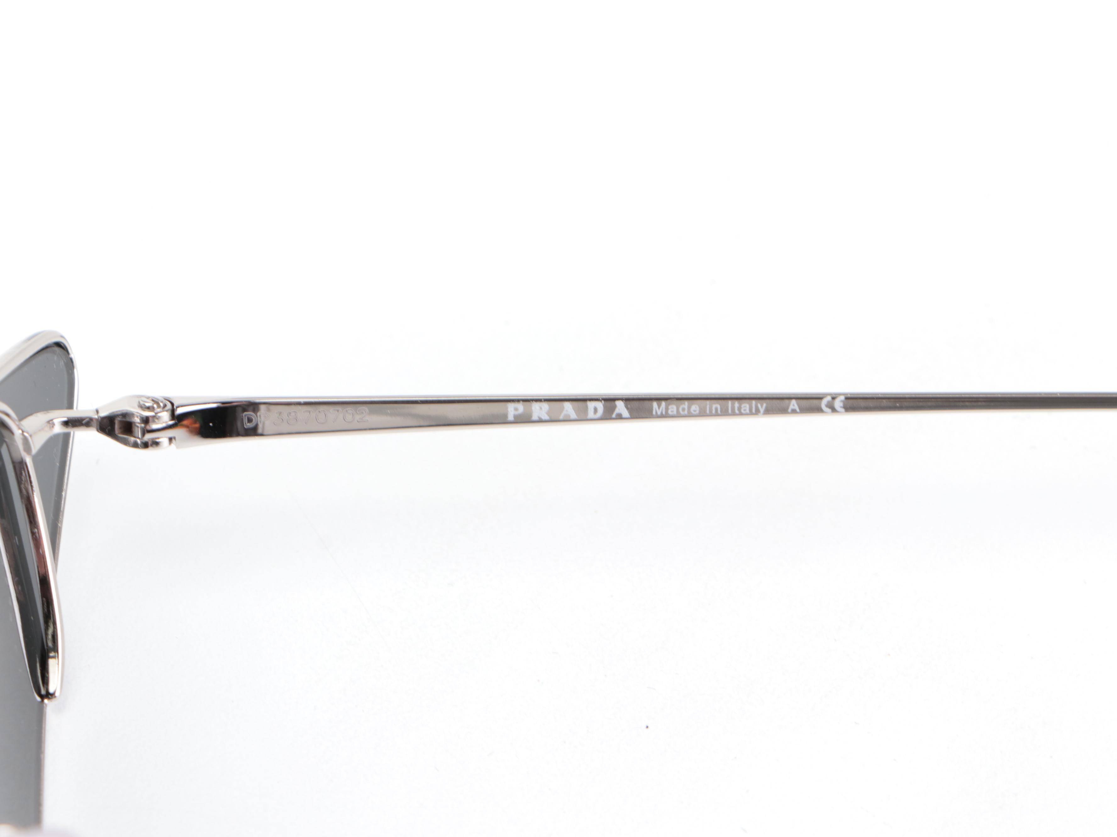 Prada SPR63U Avante Garde Sunglasses in Silver with Case and Box