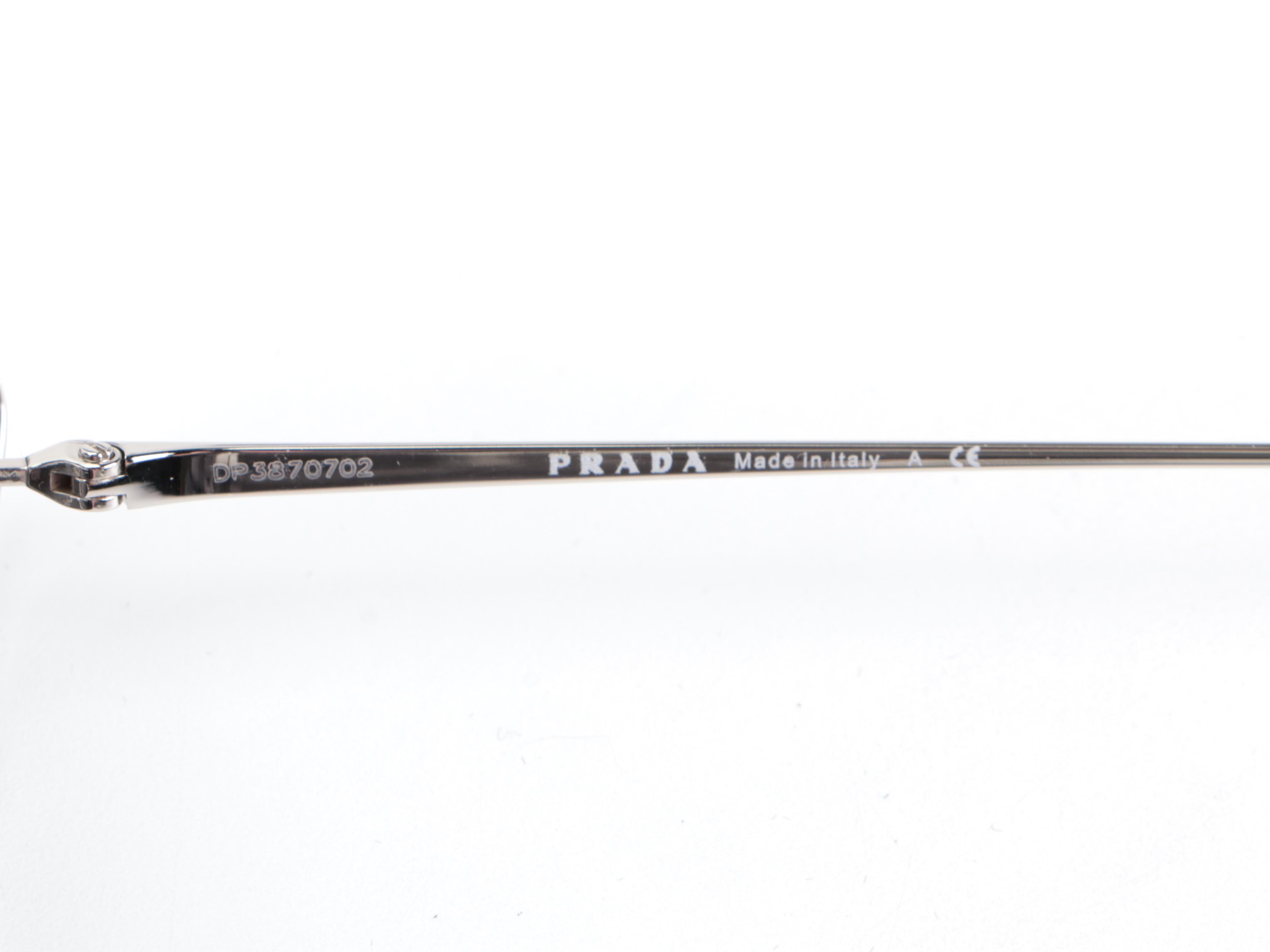 Prada SPR63U Avante Garde Sunglasses in Silver with Case and Box