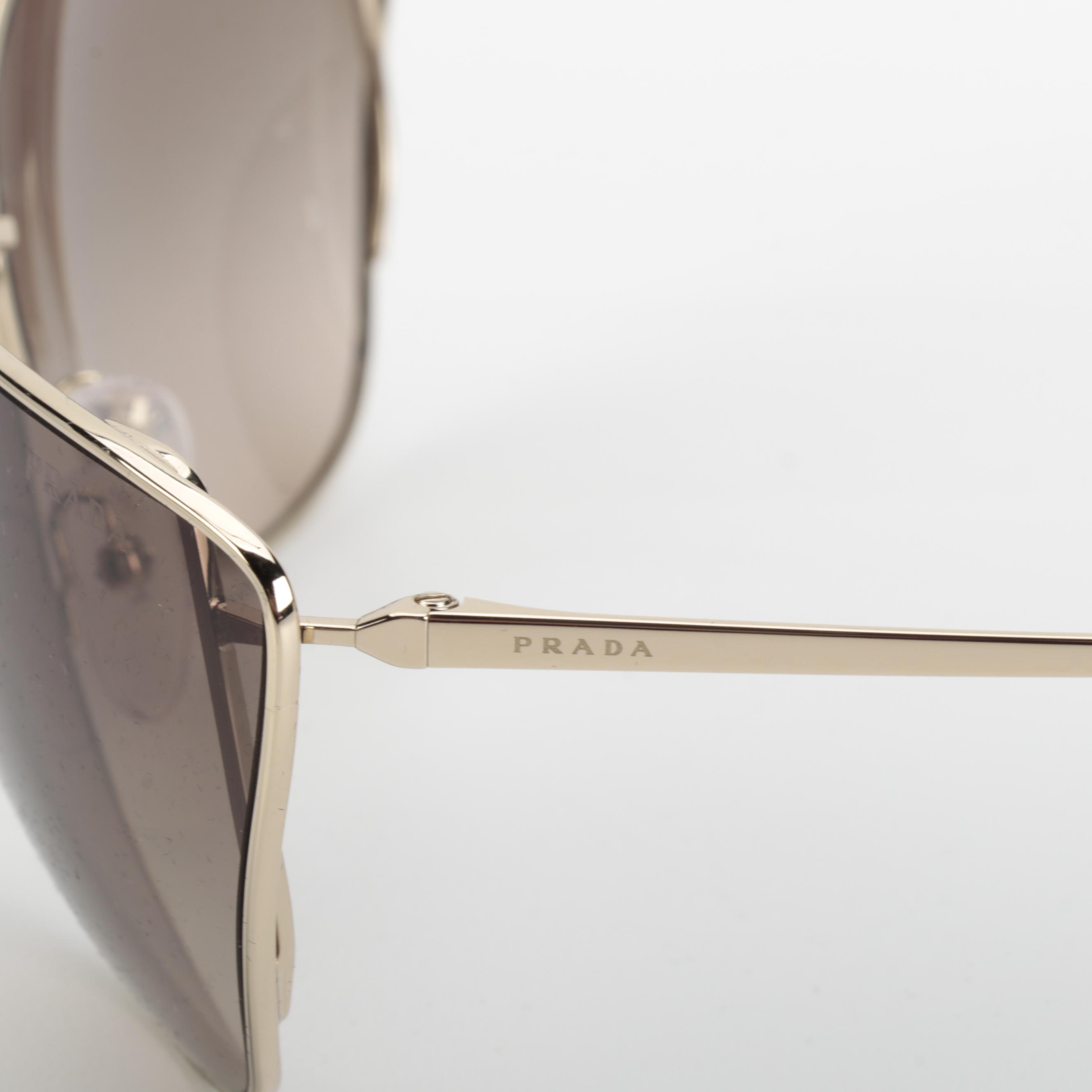 Prada SPR65V Modified Butterfly Gold Metal Frame Sunglasses with Box and Case