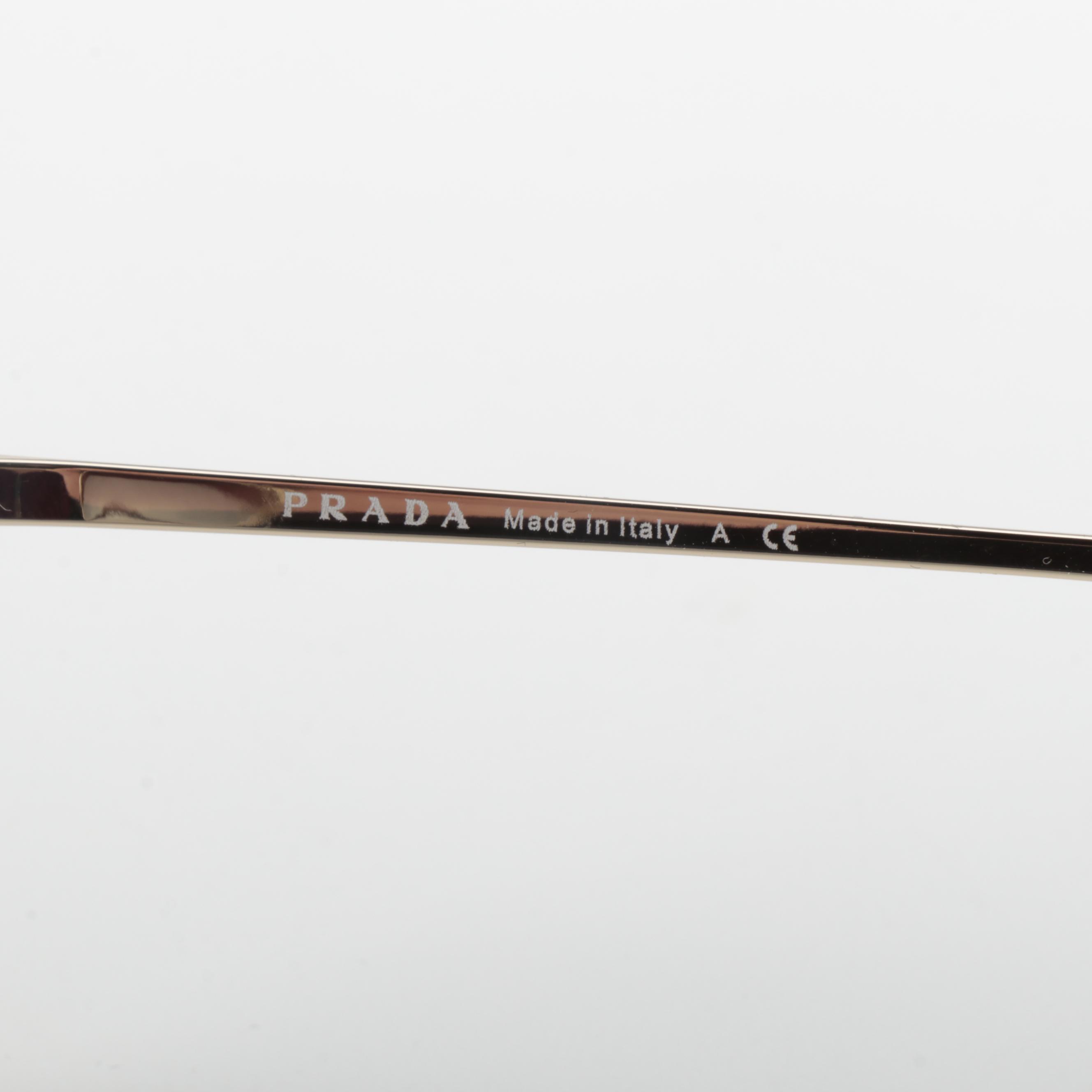 Prada SPR65V Modified Butterfly Gold Metal Frame Sunglasses with Box and Case