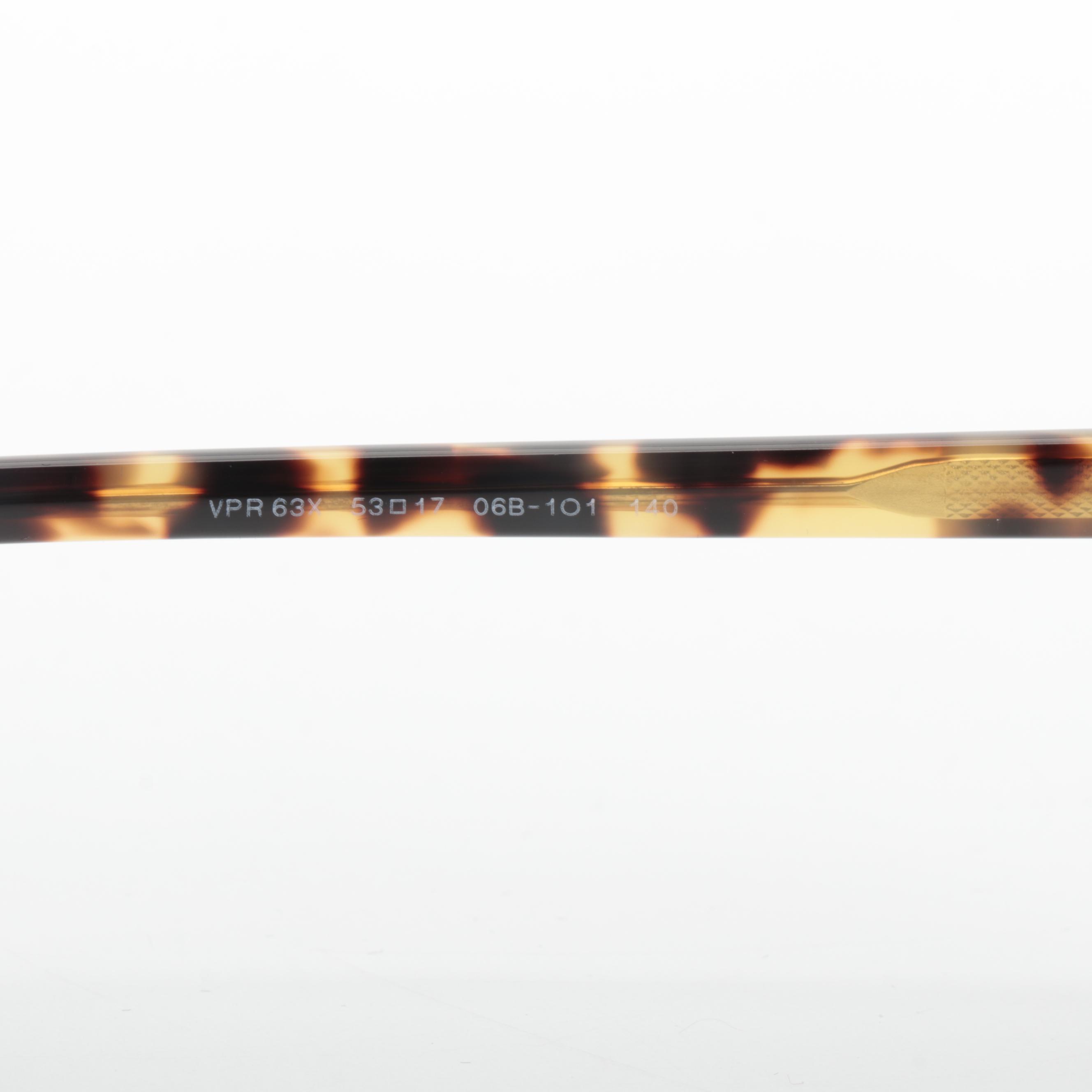 Prada VPR63X Modified Cat Eye Lt. Grey-Gold-Havana Eyeglasses with Box and Case