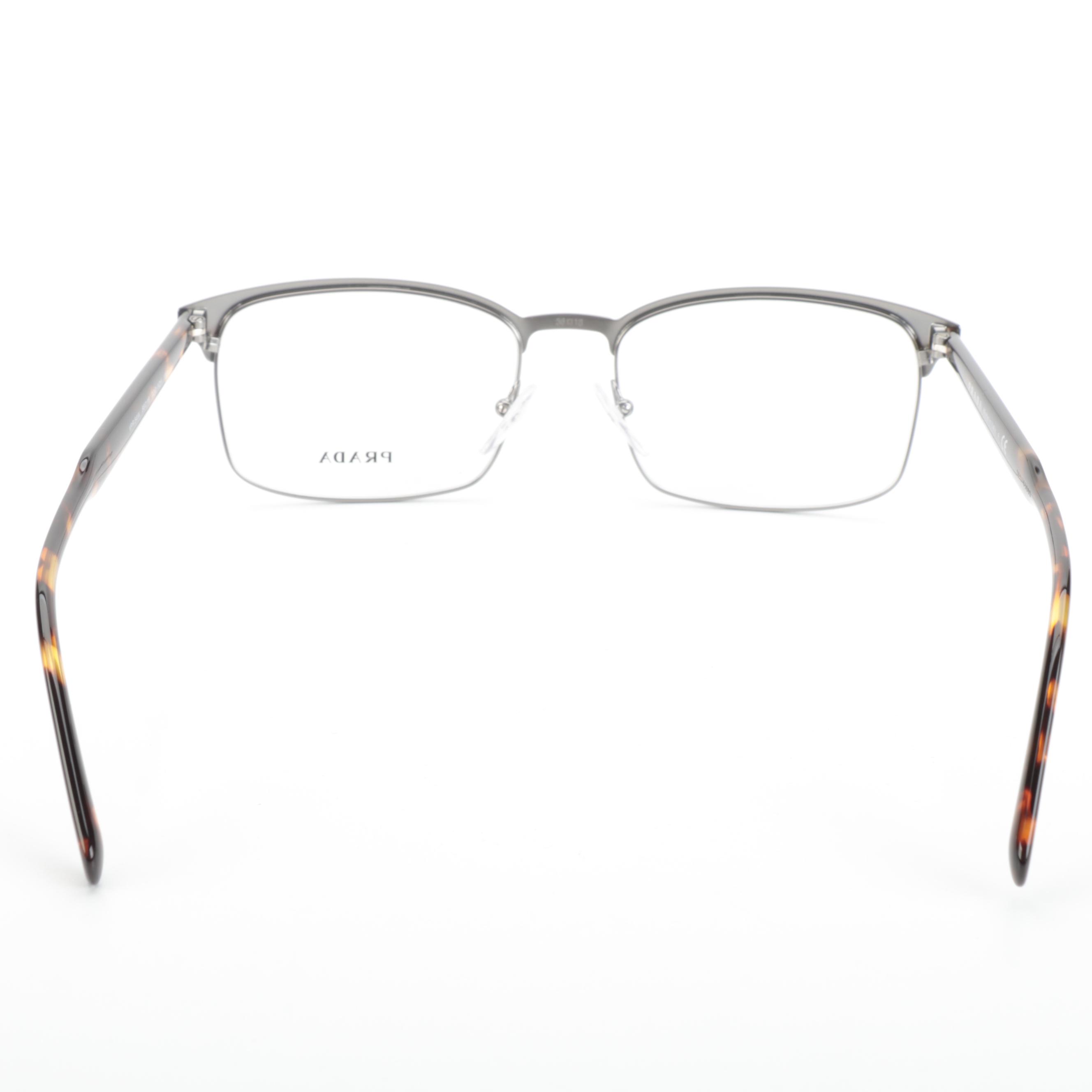 Prada VPR54W Matte Black-Dark Havana Square Lens Eyeglasses with Box and Case