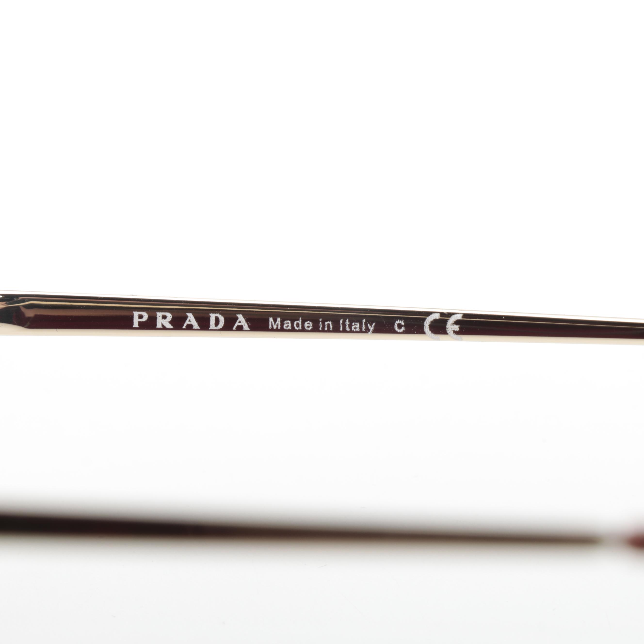 Prada VPR60X Rectangular Cat Eye Red-Gold-Havana Eyeglasses with Box and Case