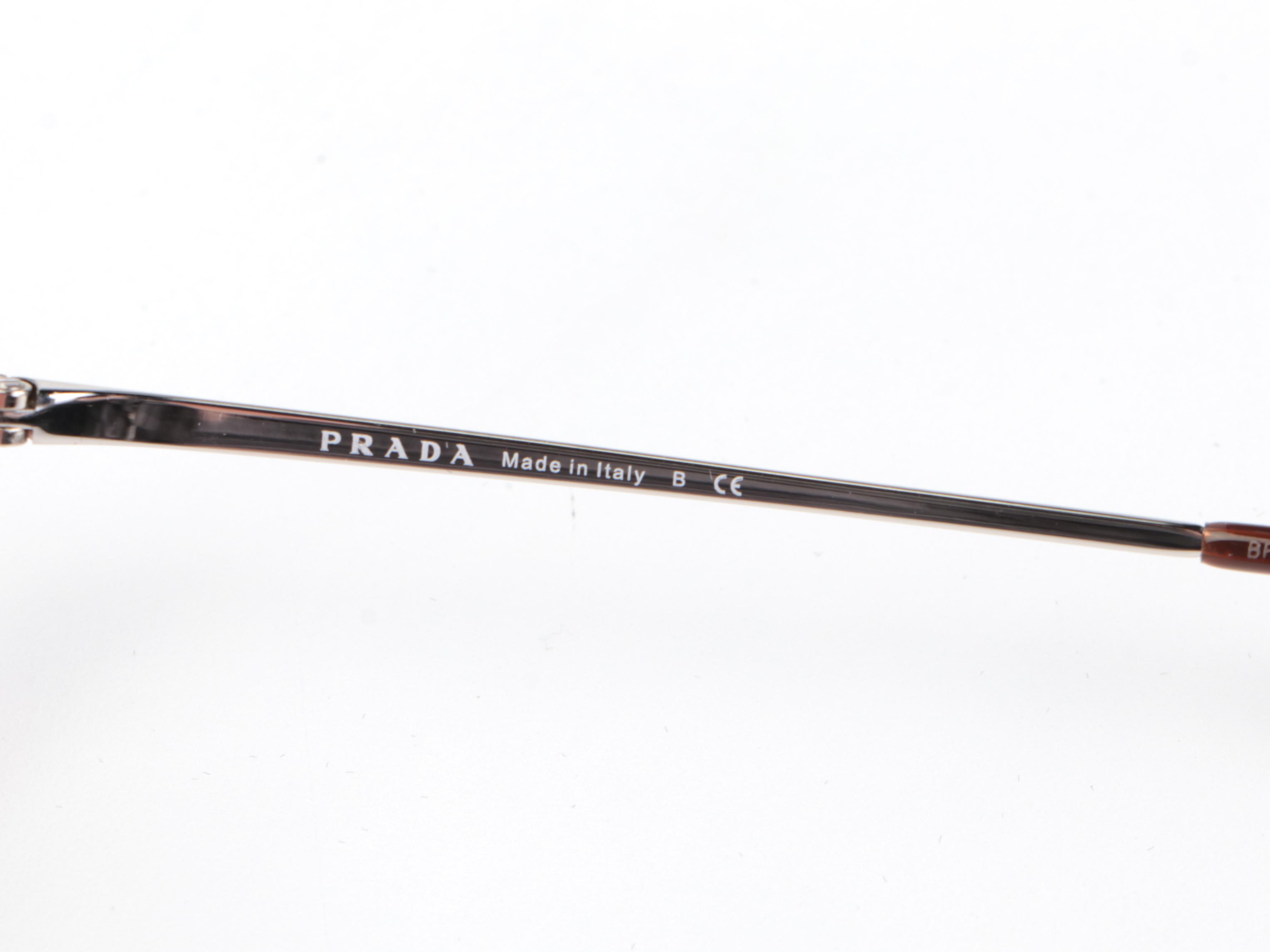 Prada VPR14X Square Cat Eye Pink-Silver-Havana Frame Eyeglasses with Box & Case