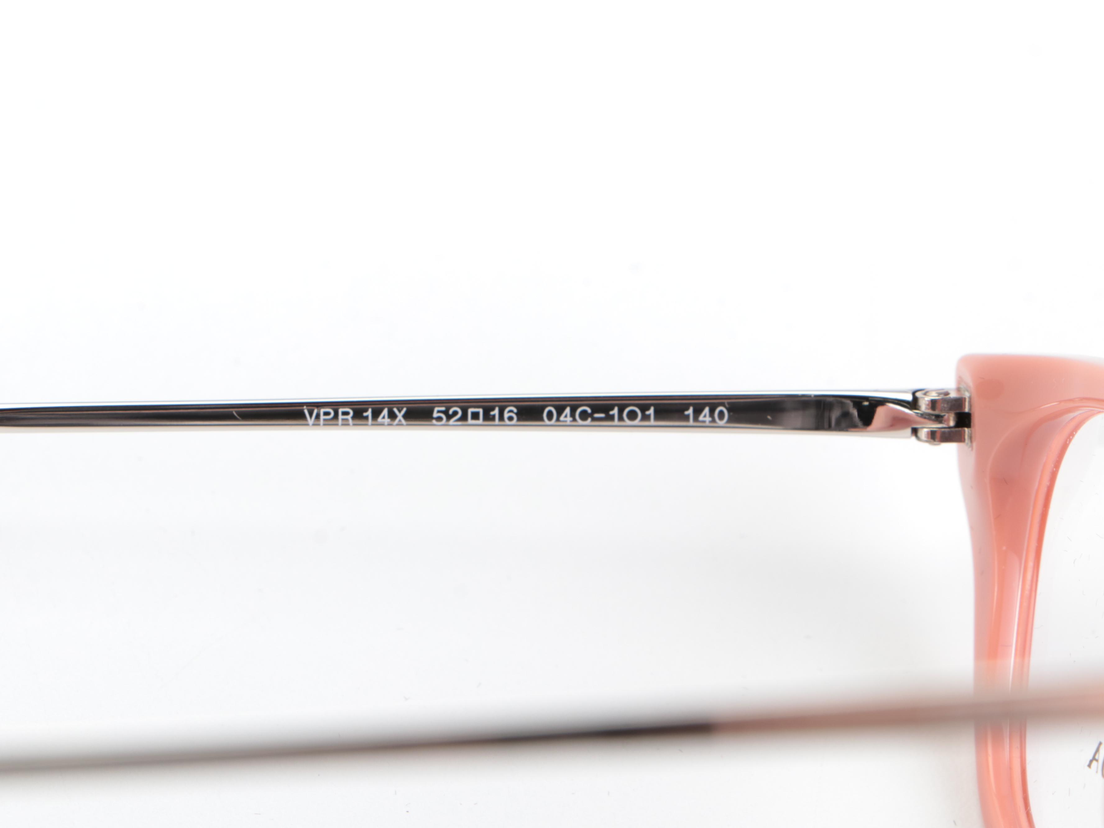 Prada VPR14X Square Cat Eye Pink-Silver-Havana Frame Eyeglasses with Box & Case