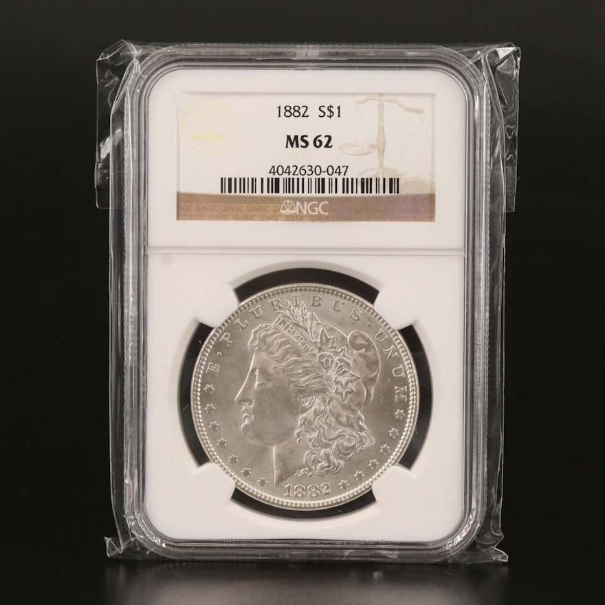 NGC Graded MS62 1882 Silver Morgan Dollar