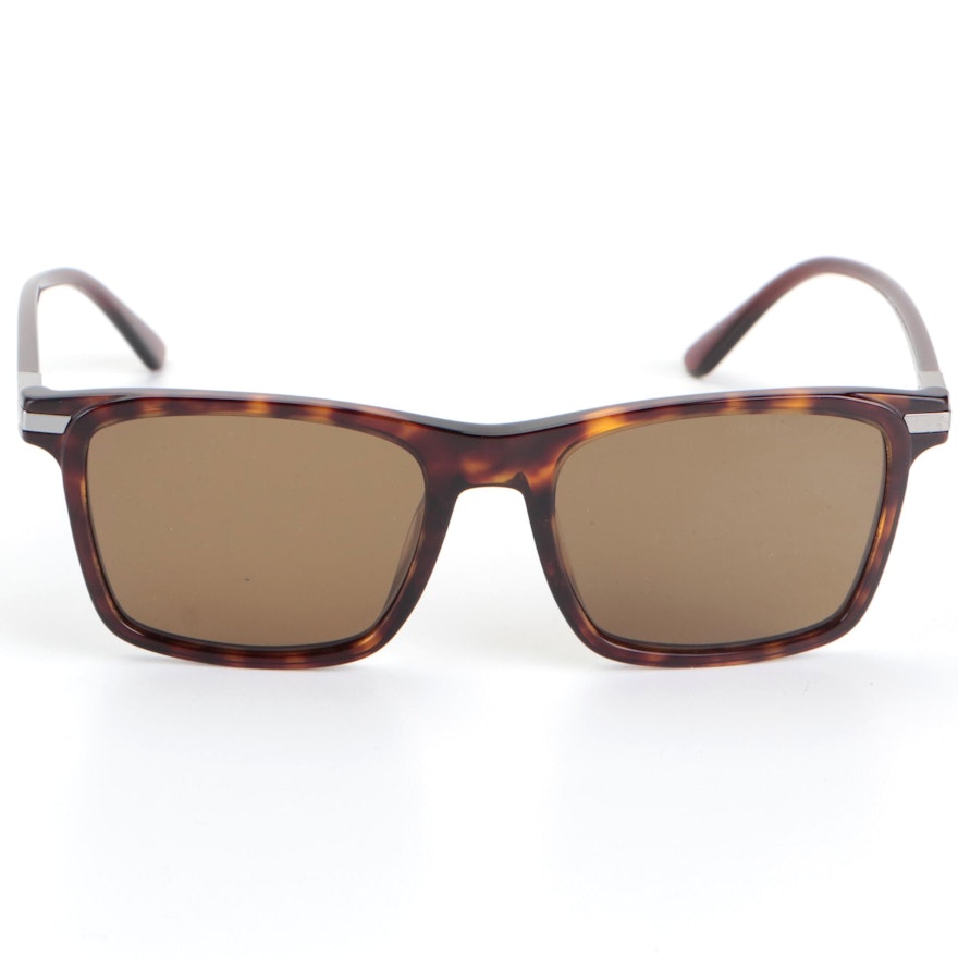 Prada SPR 19X Polarized Square Sunglasses in Tortoise Acetate with Box and Case