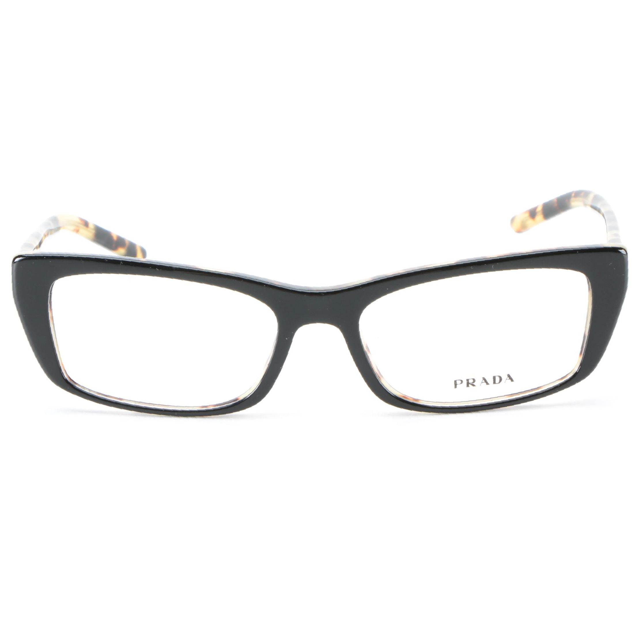 Prada VPR 10X Rectangular Eyeglasses in Black/Tortoise with Case and Box