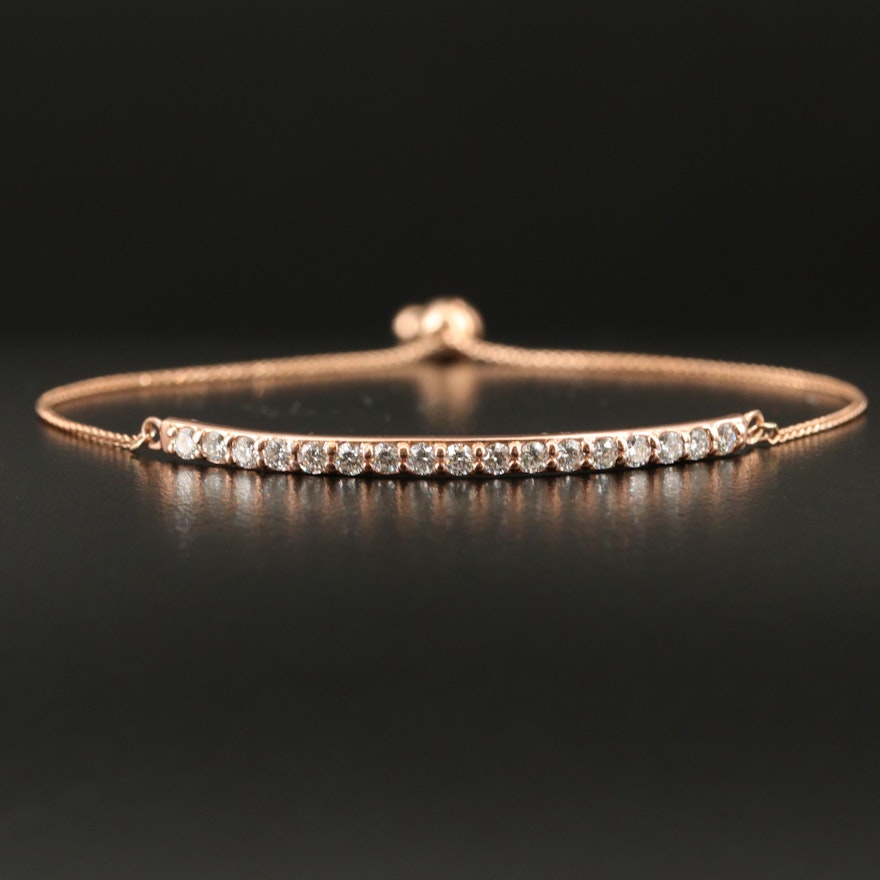 14K 0.70 CTW Diamond Bar Bolo Bracelet