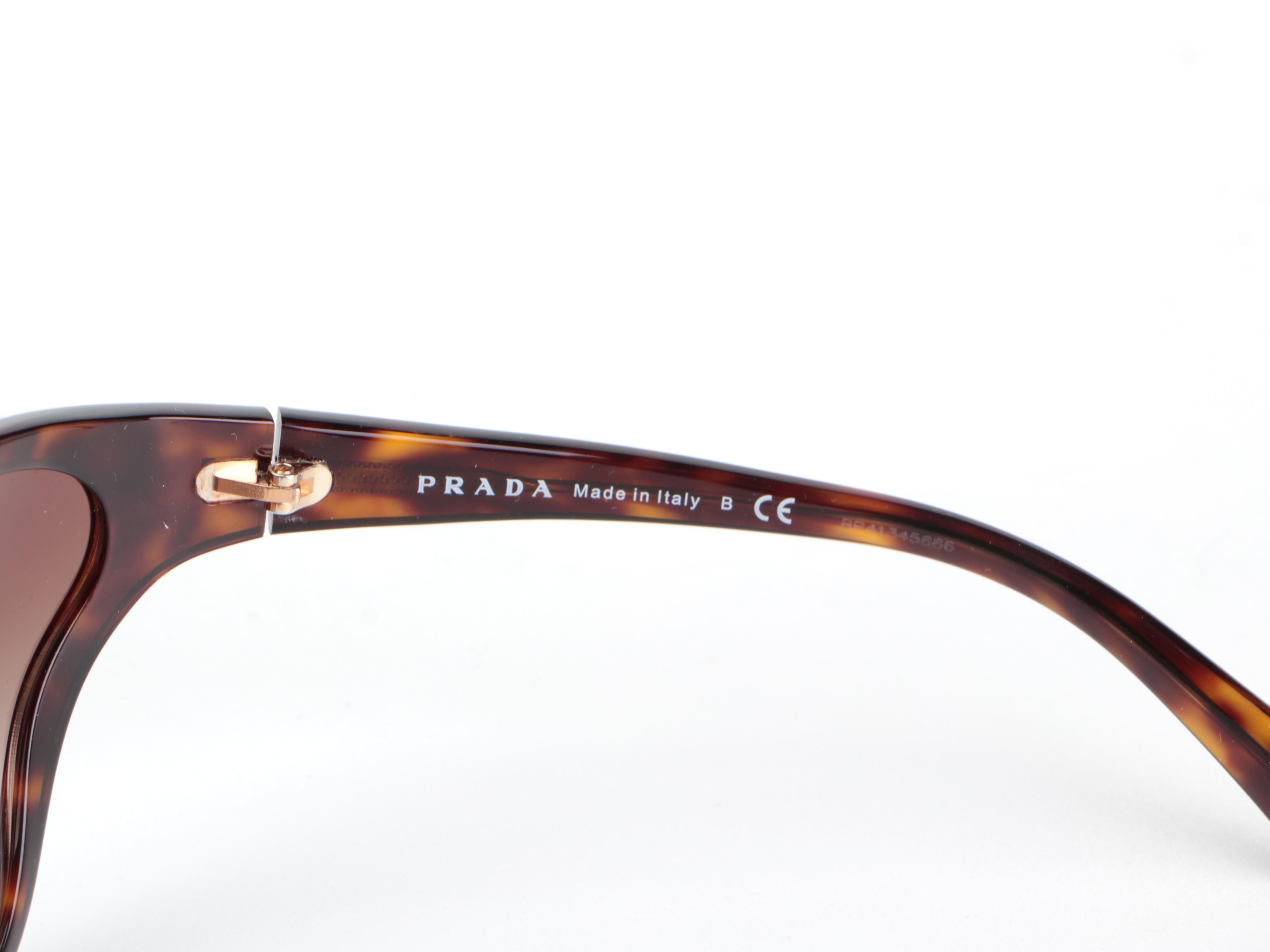 Prada SPR22V Butterfly Sunglasses in Brown Havana with Soft Case and Box